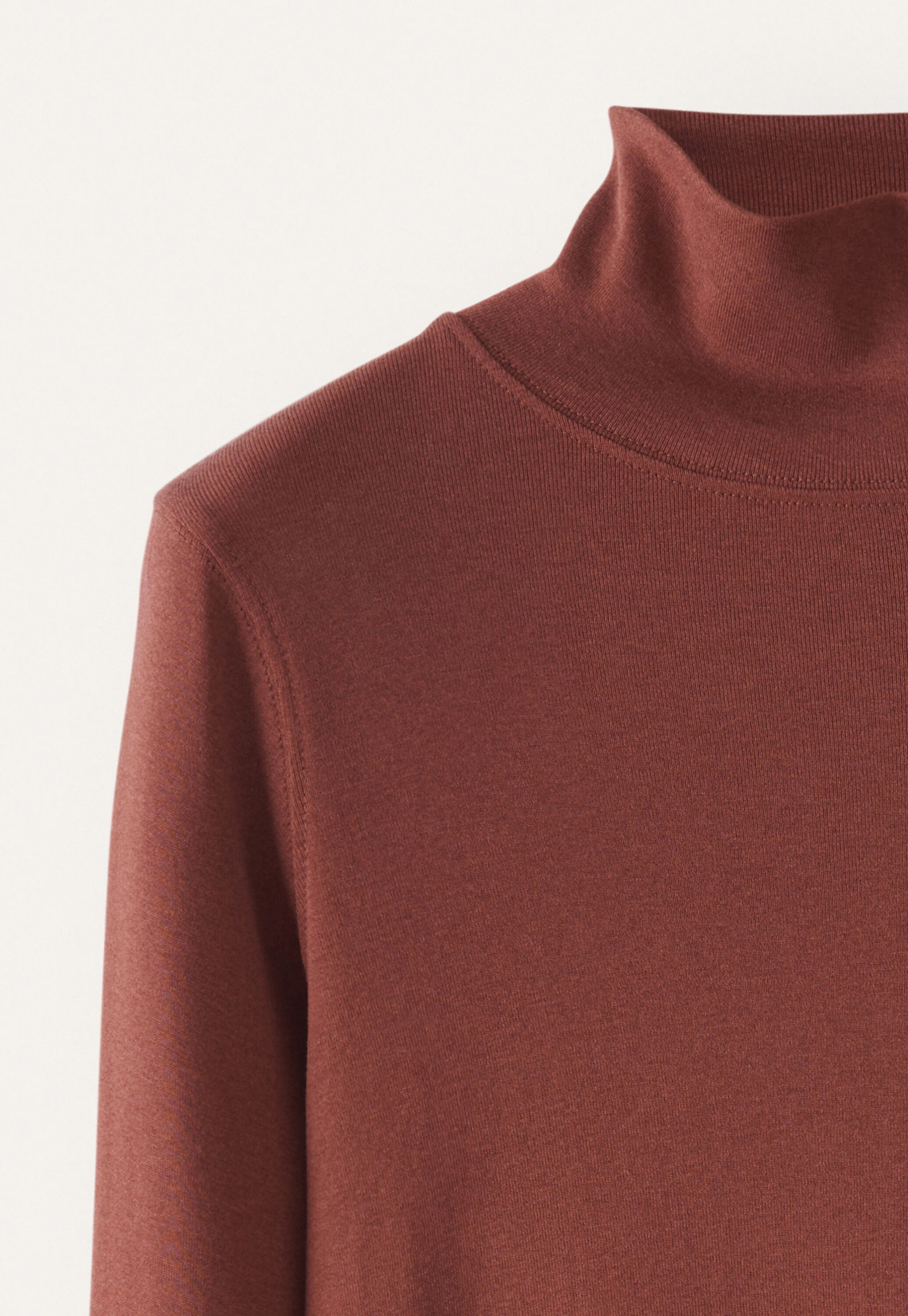 High-neck jersey top, Dark copper, large