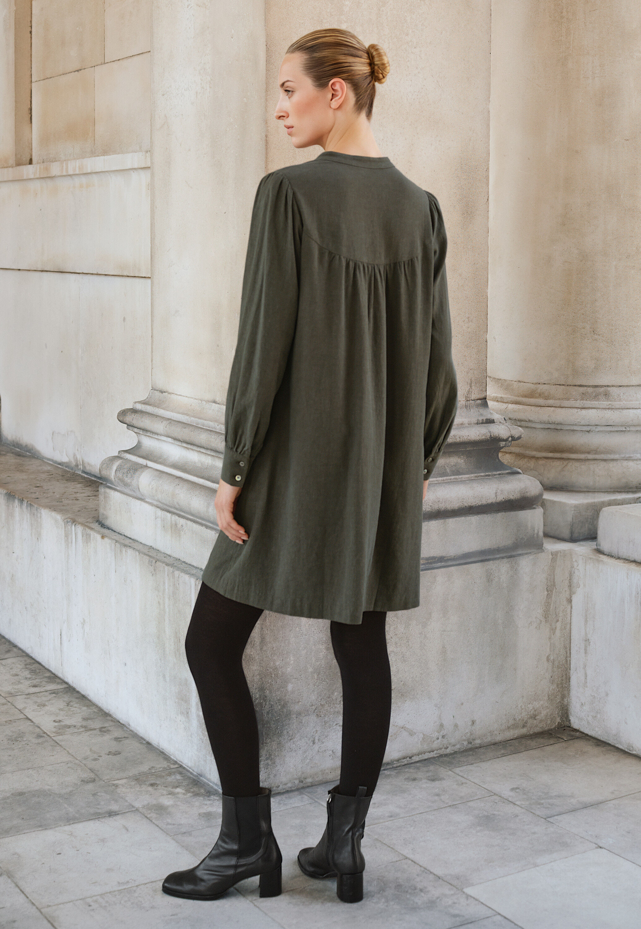 Pleat-front dress