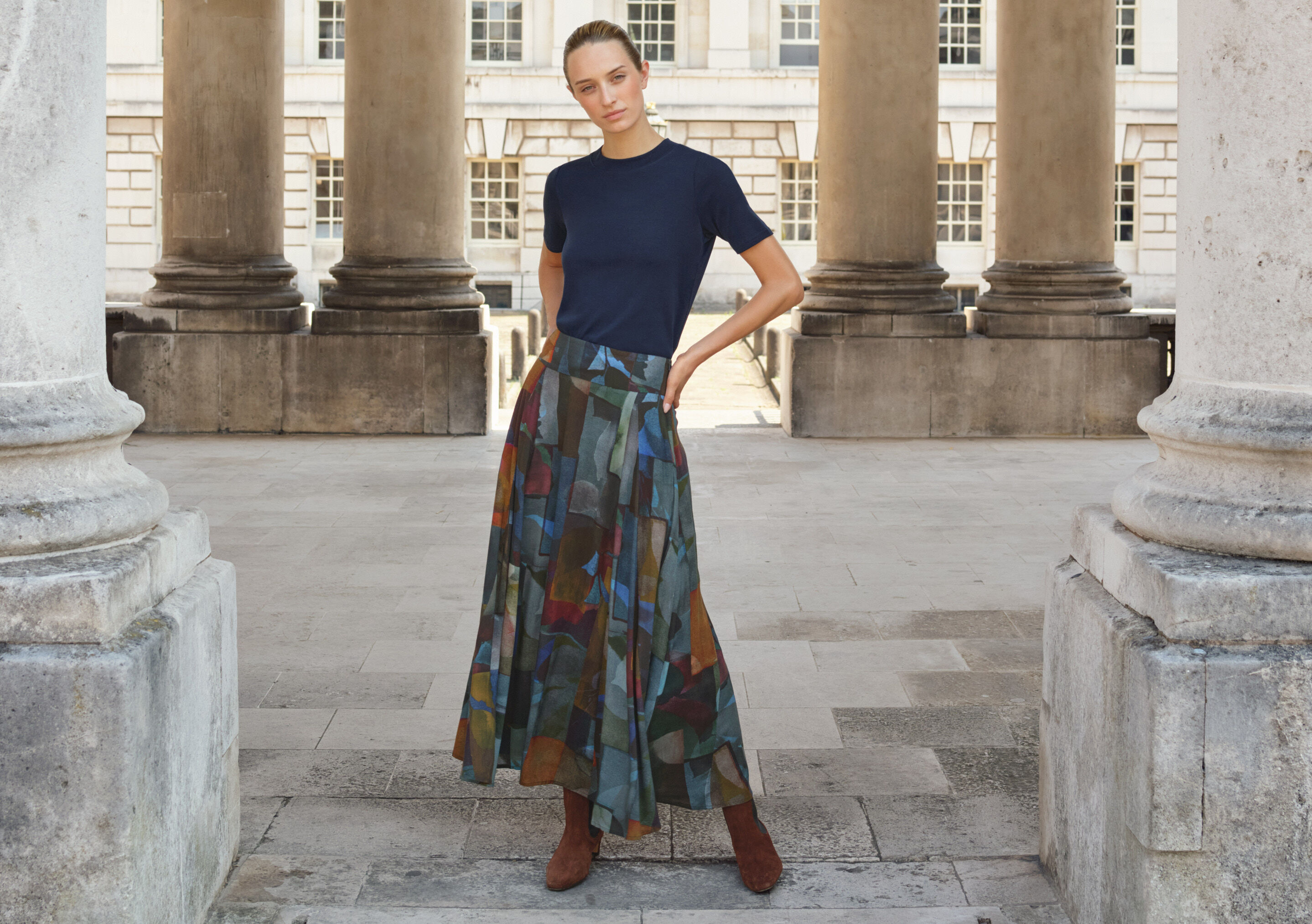 Long godet skirt