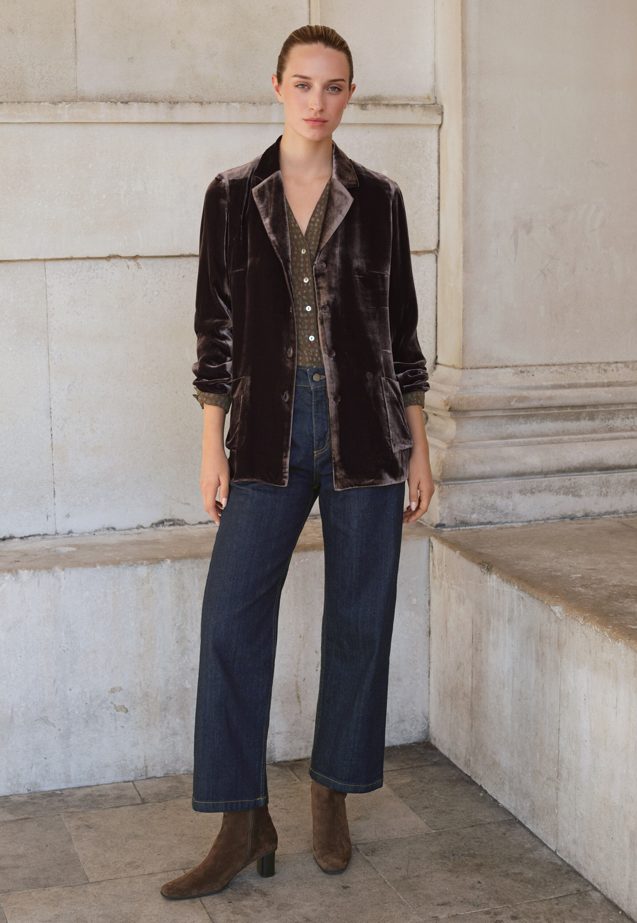 Long velvet jacket, Dark mulberry, large