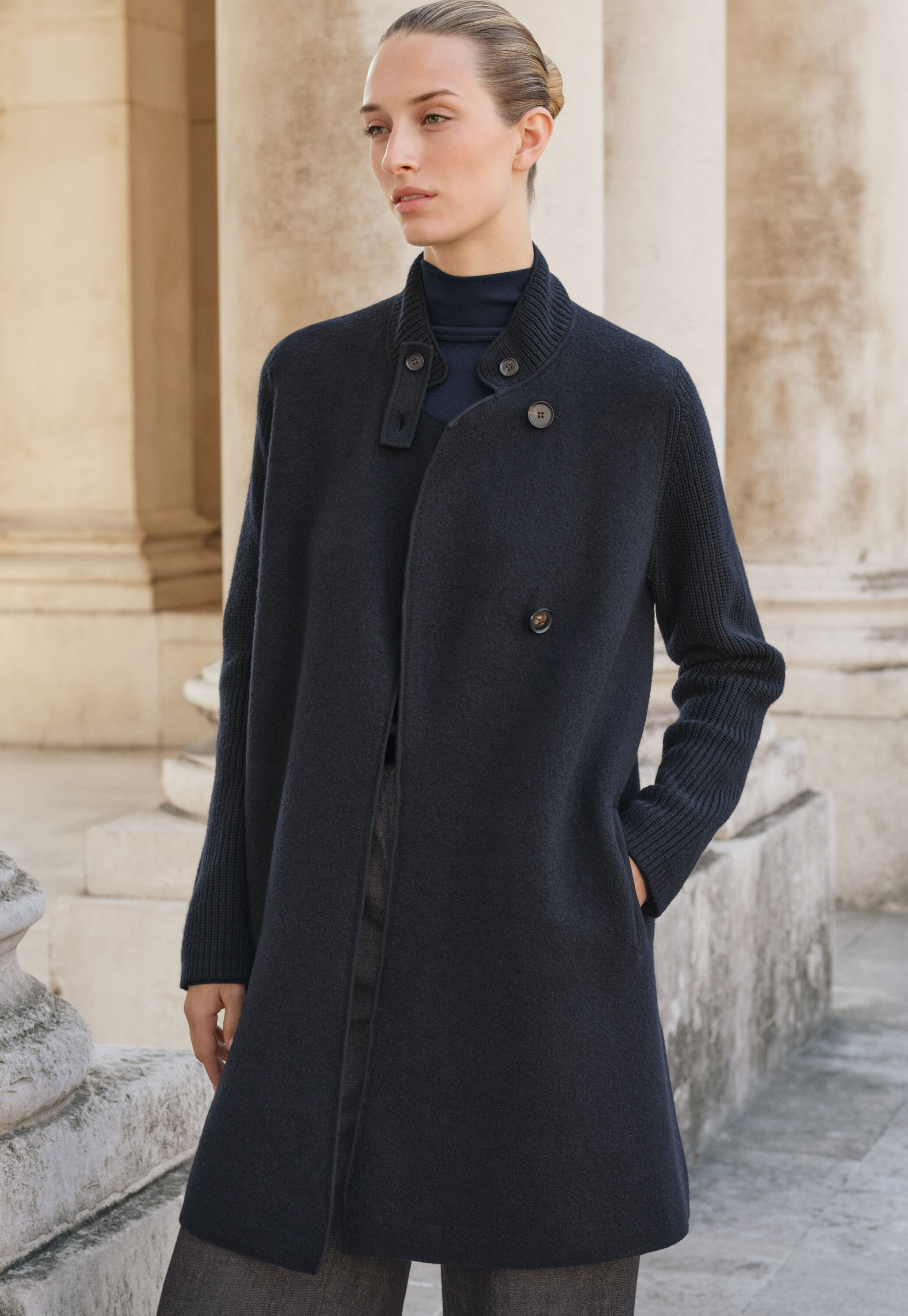 Ribbed sleeve coatigan
