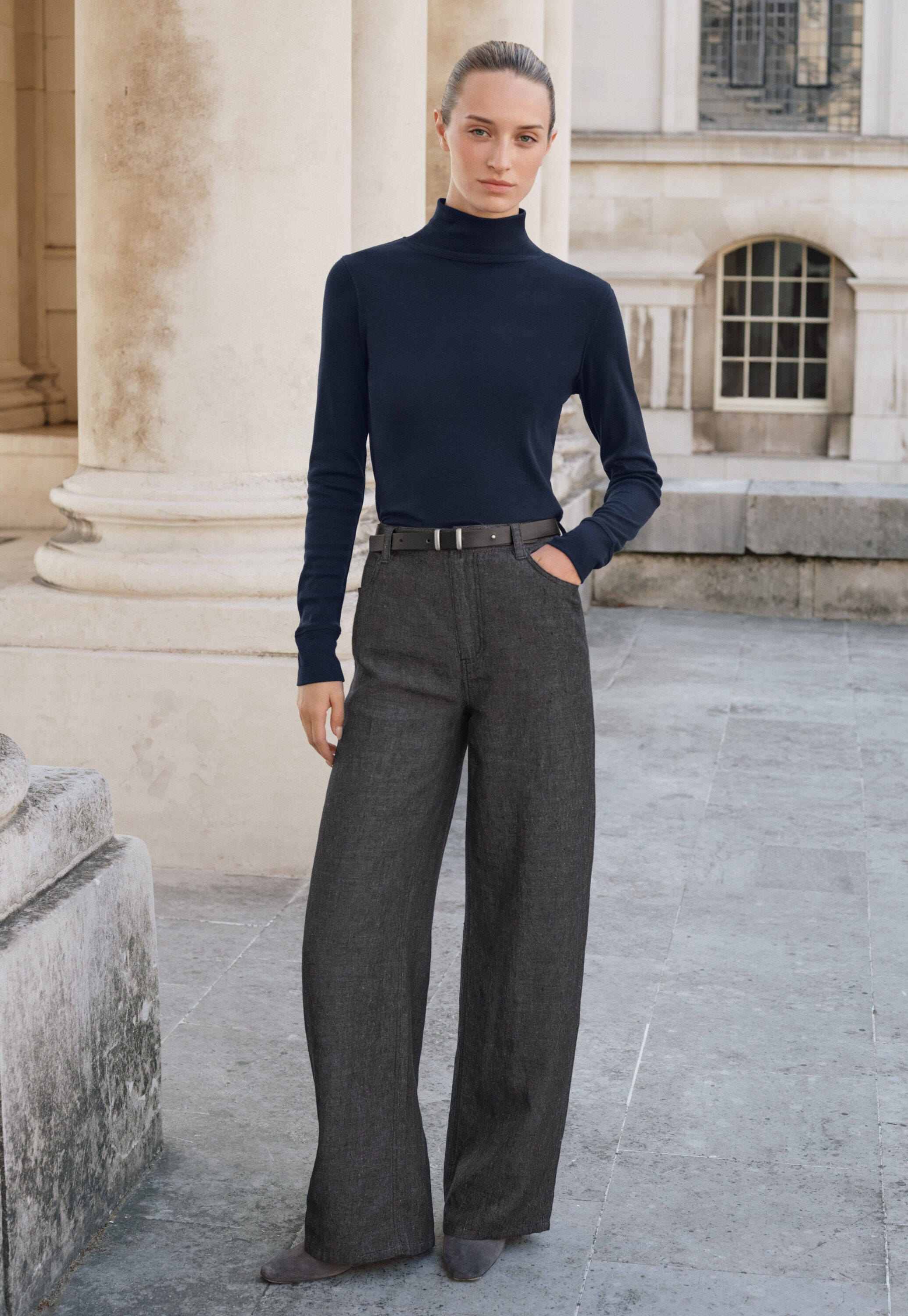 Wide & straight leg trousers, Monochrome, large