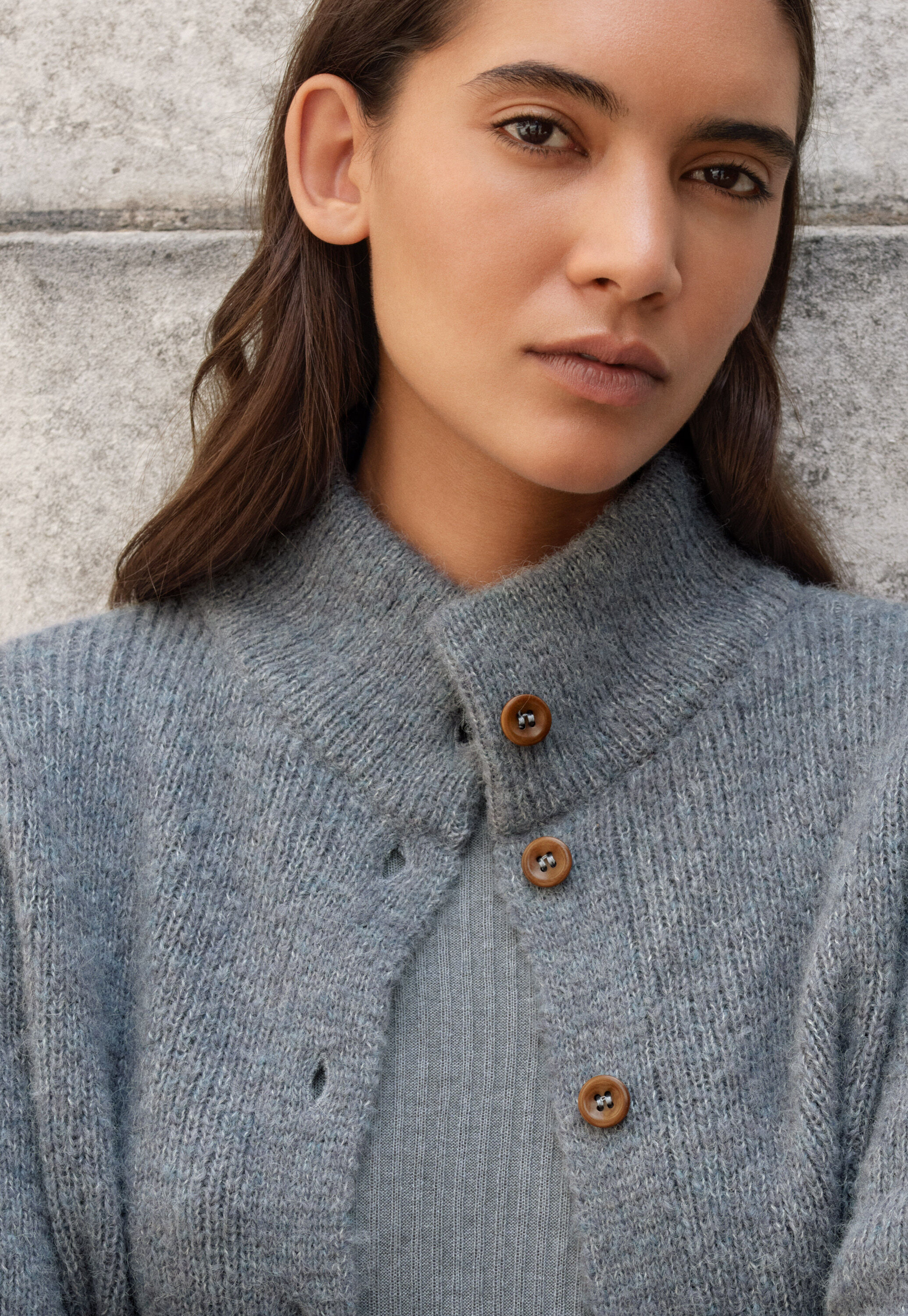 Button-through cardigan, Frosted petrol, large