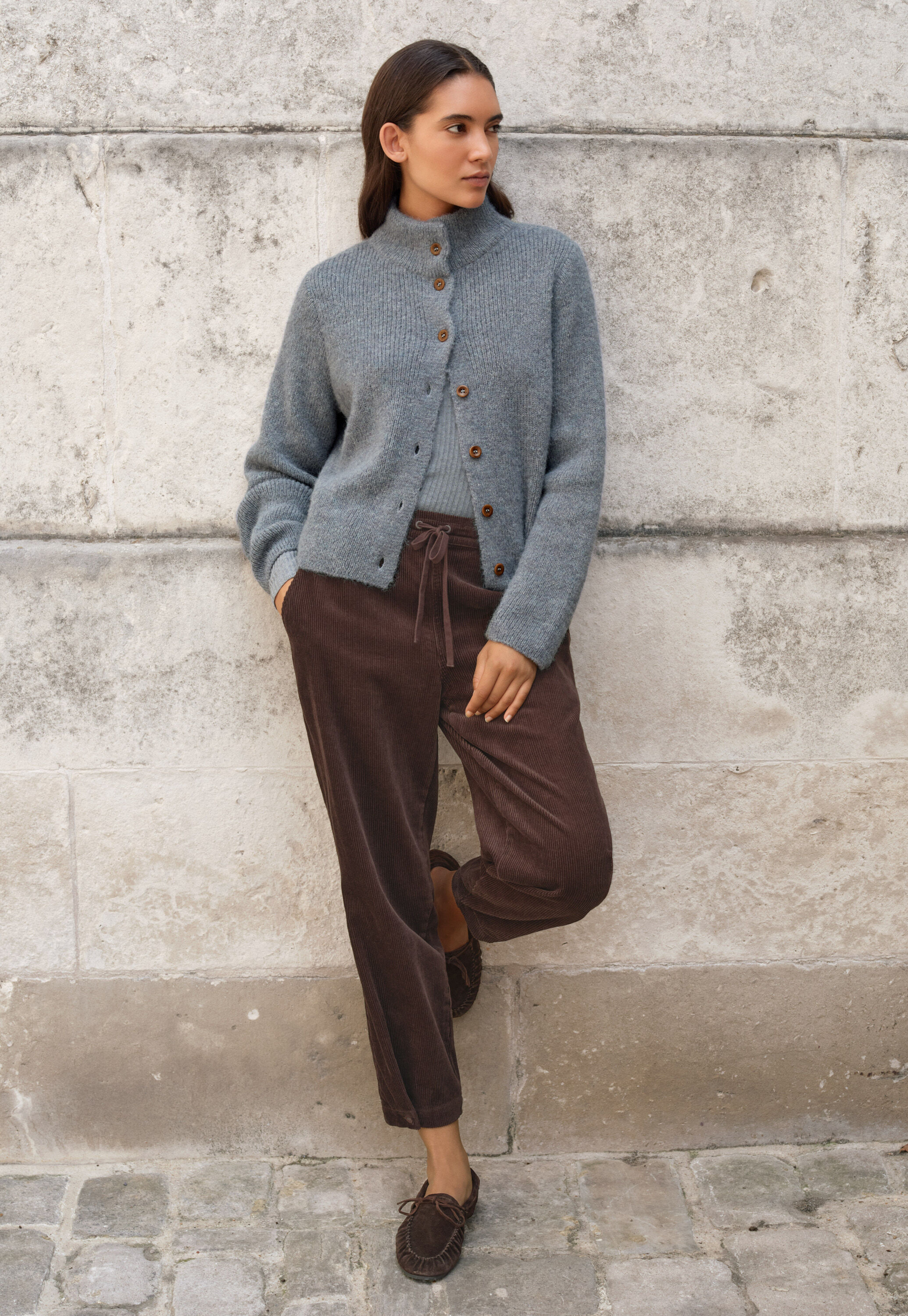 Button-through cardigan, Frosted petrol, large
