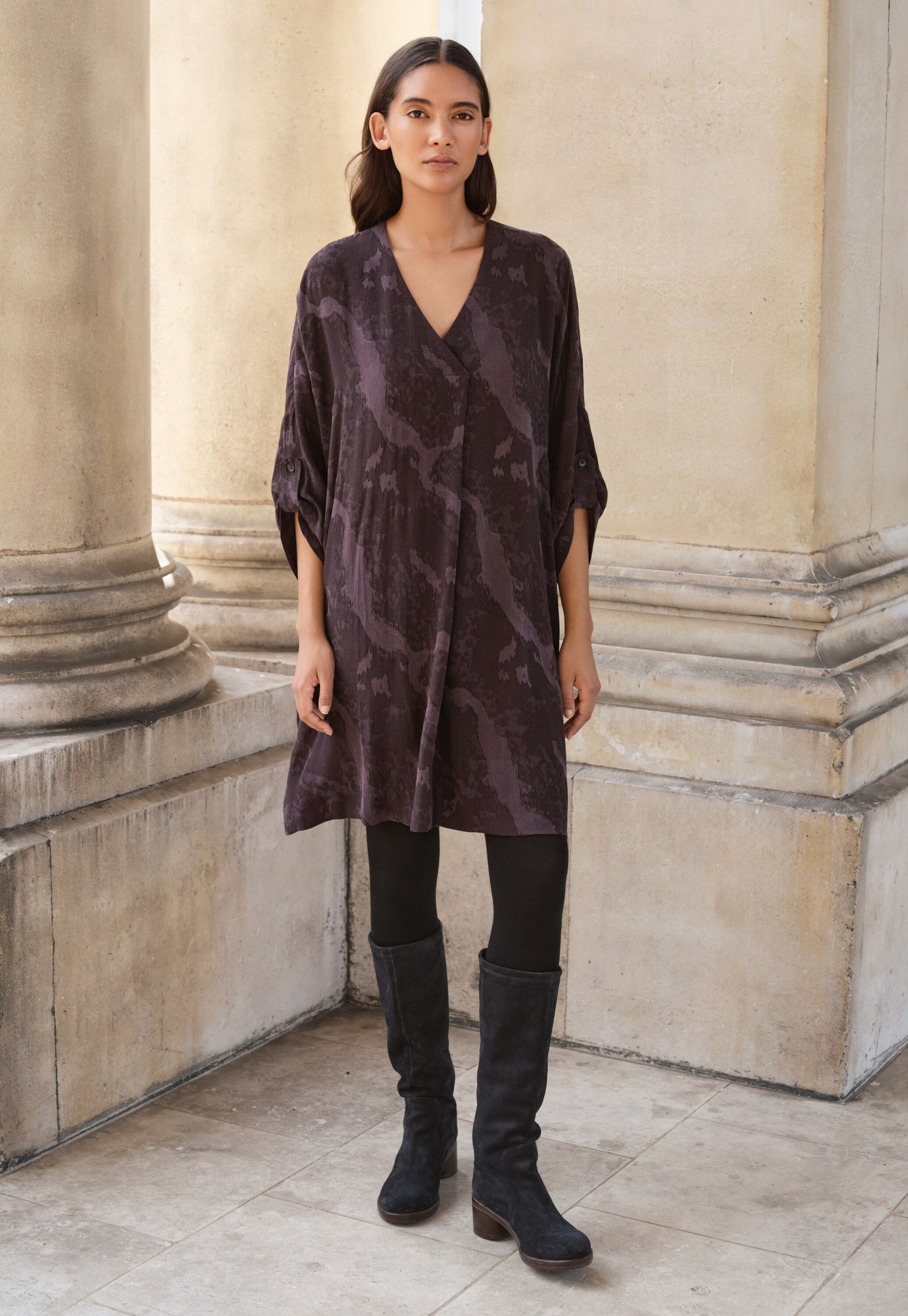Jacquard v-neck dress