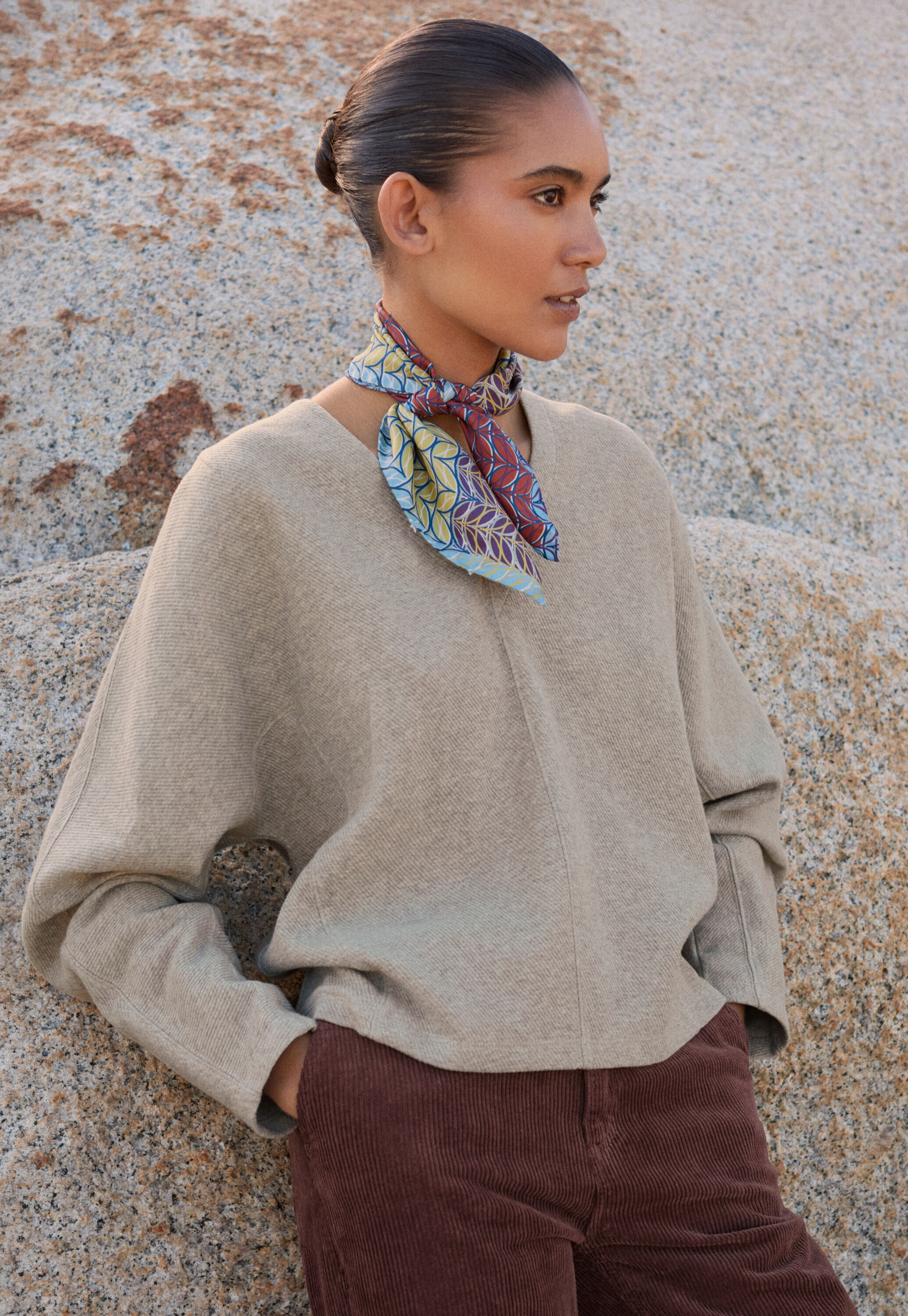 Printed scarf, Copper lime, large