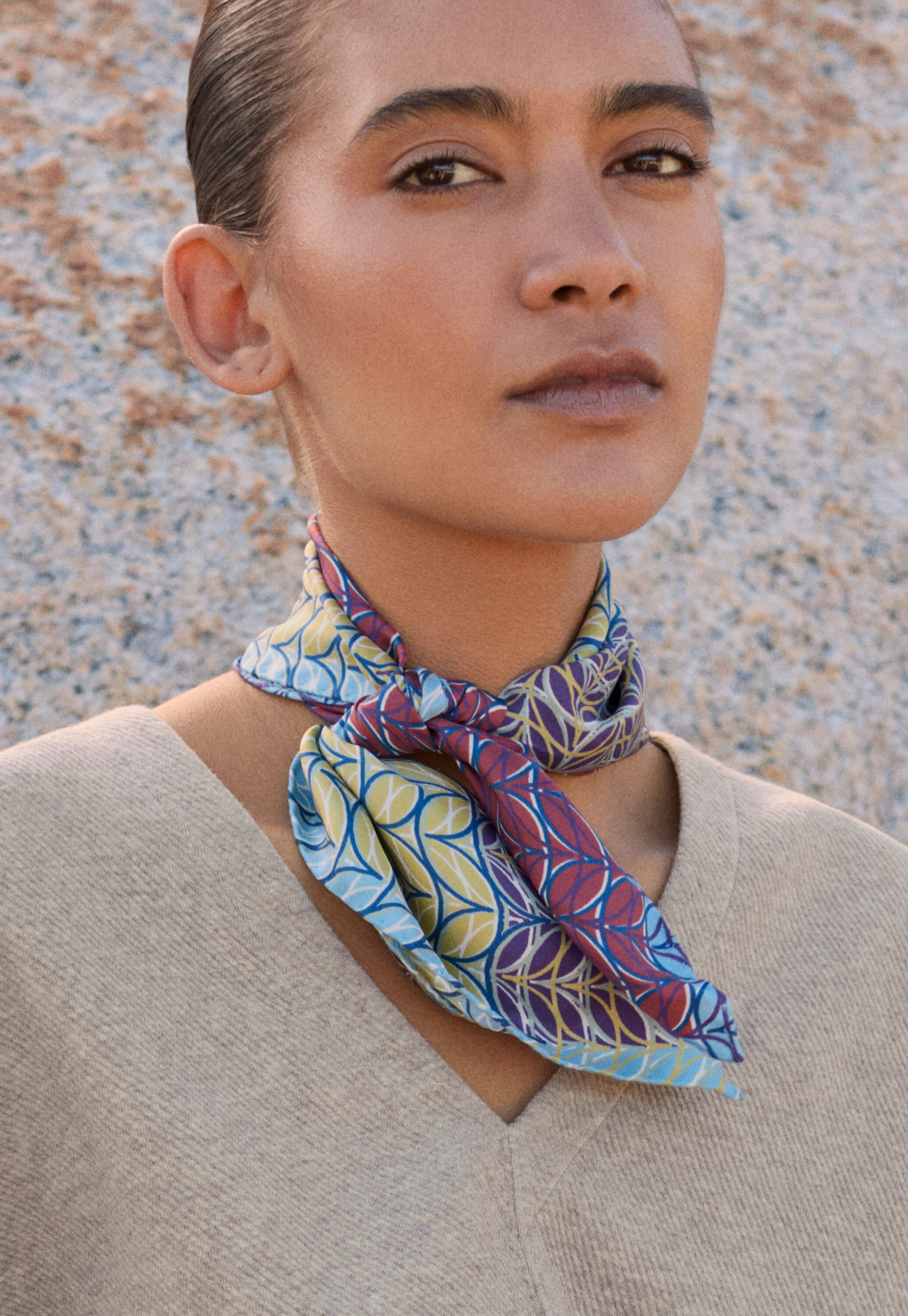 Printed scarf, Copper lime, large