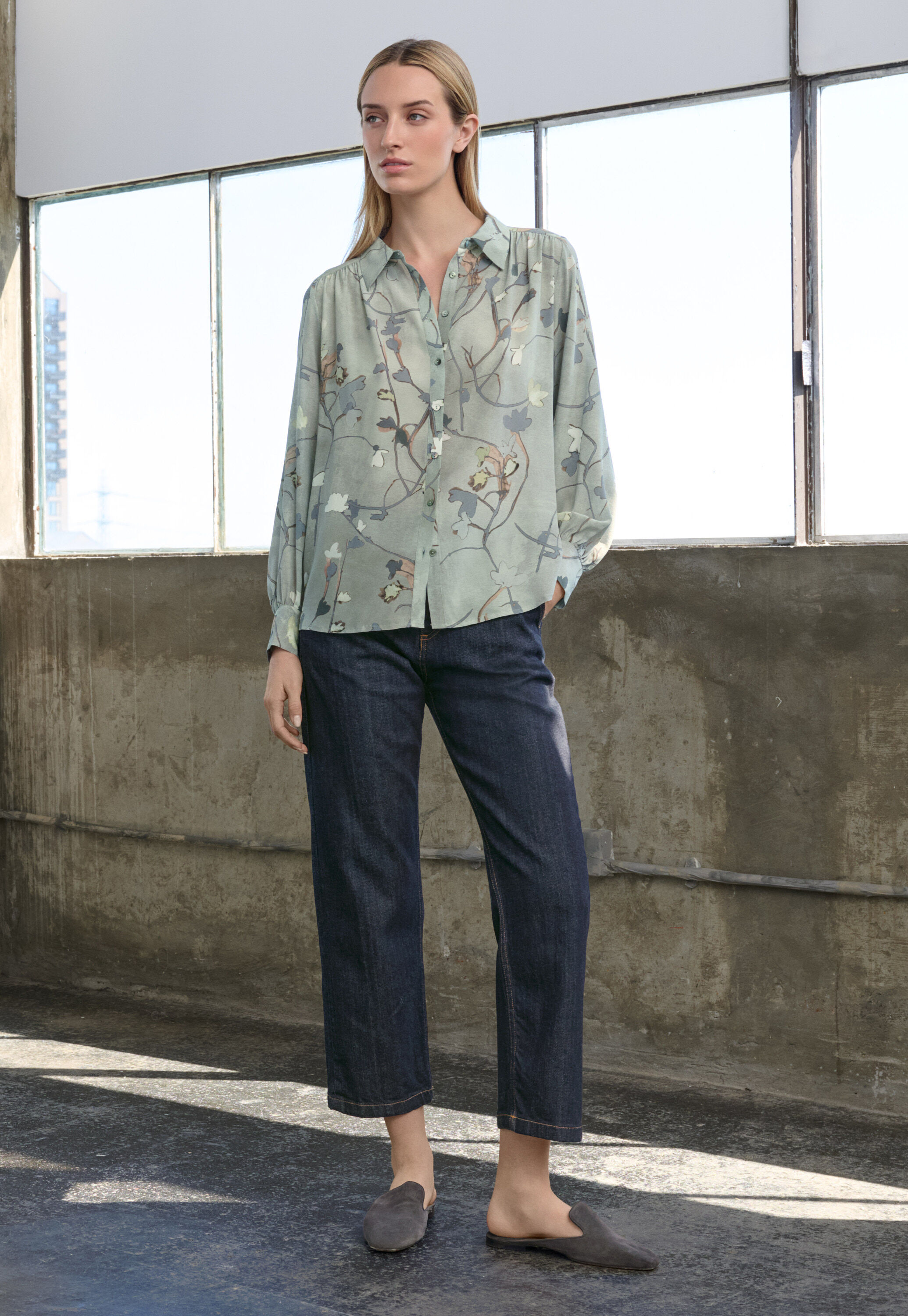 Printed shirt, Warm grey, large
