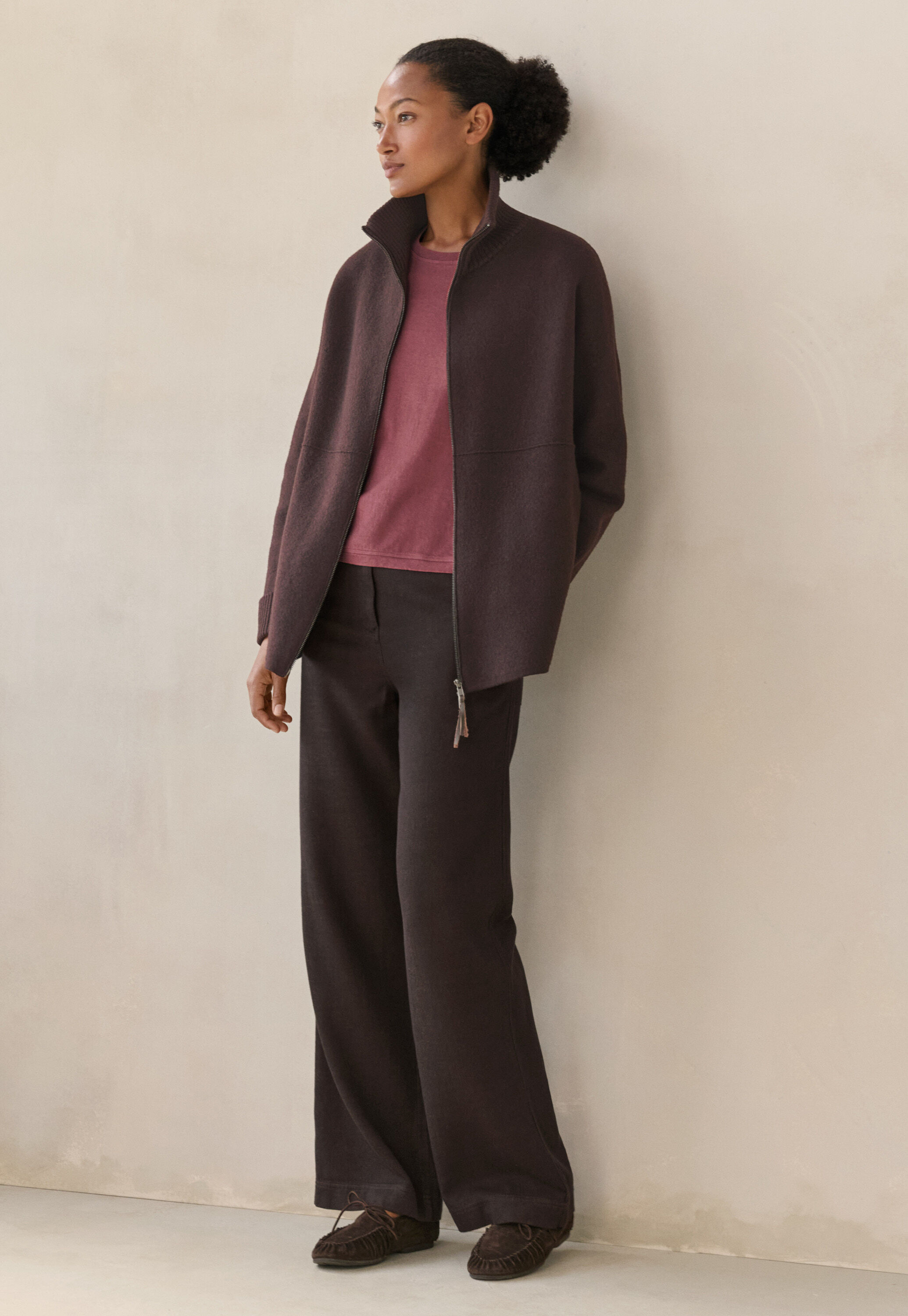 Zip-front cardigan