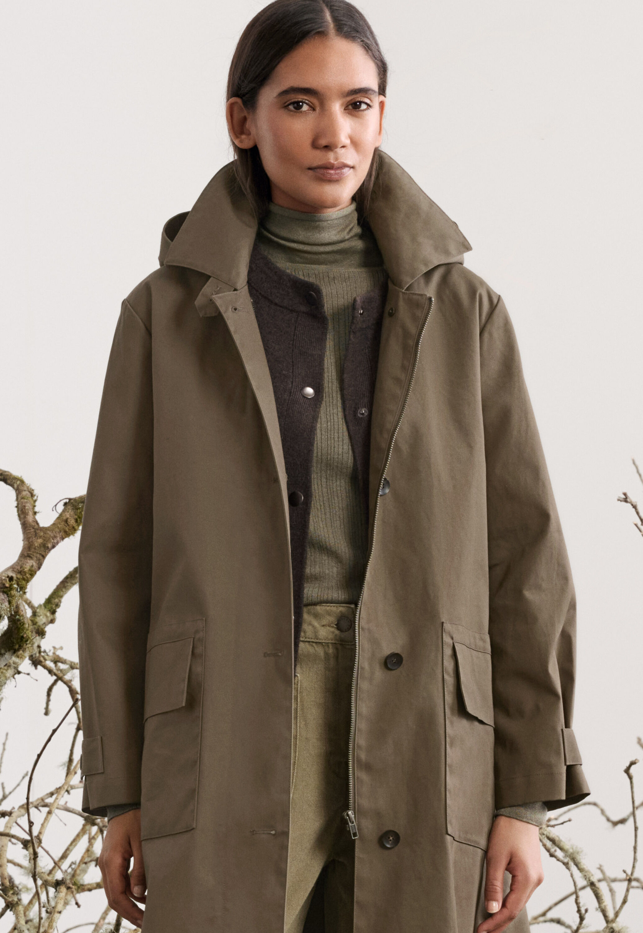 Hooded trench coat
