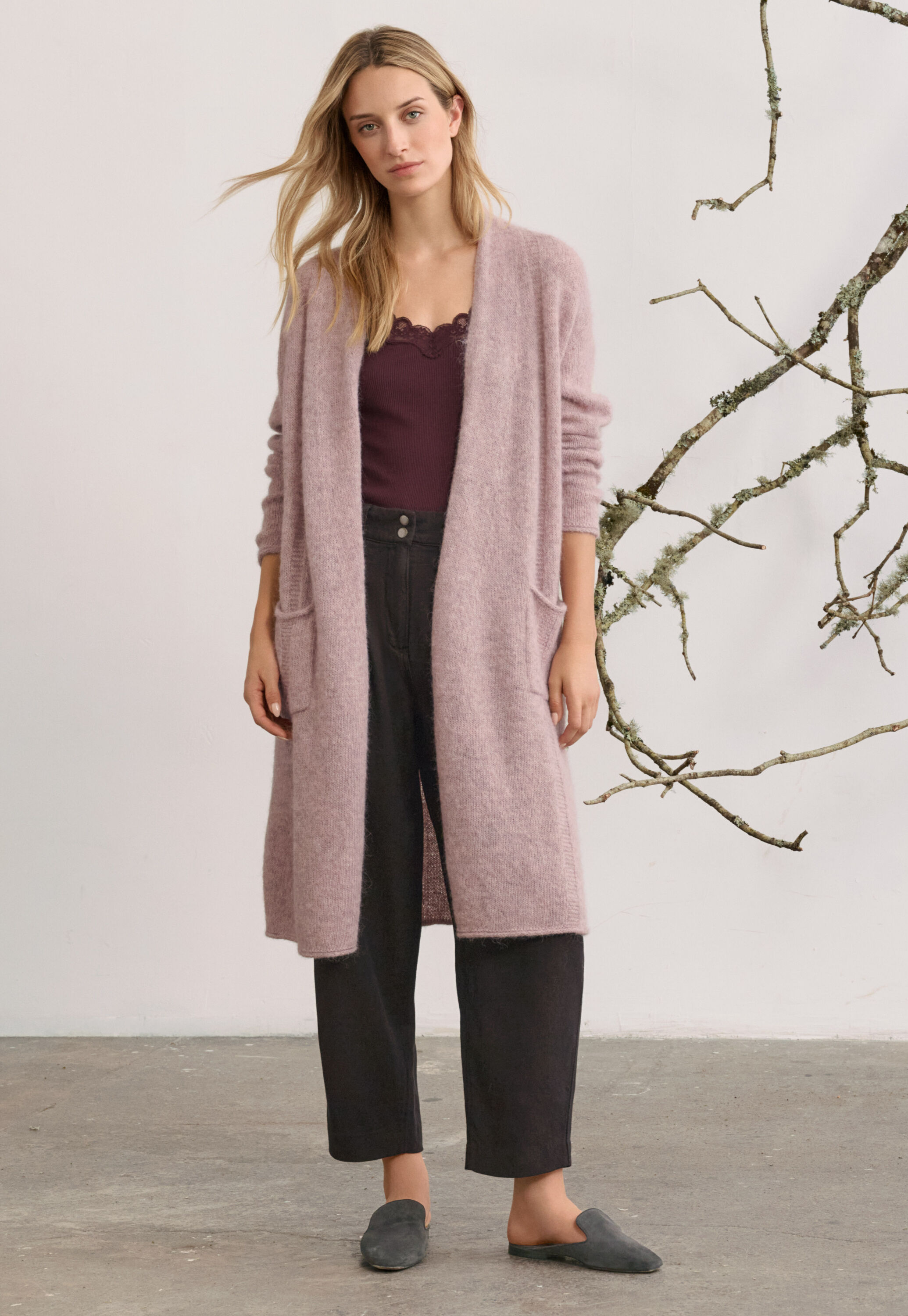 Edge-to-edge cardigan, Lilac grey, large