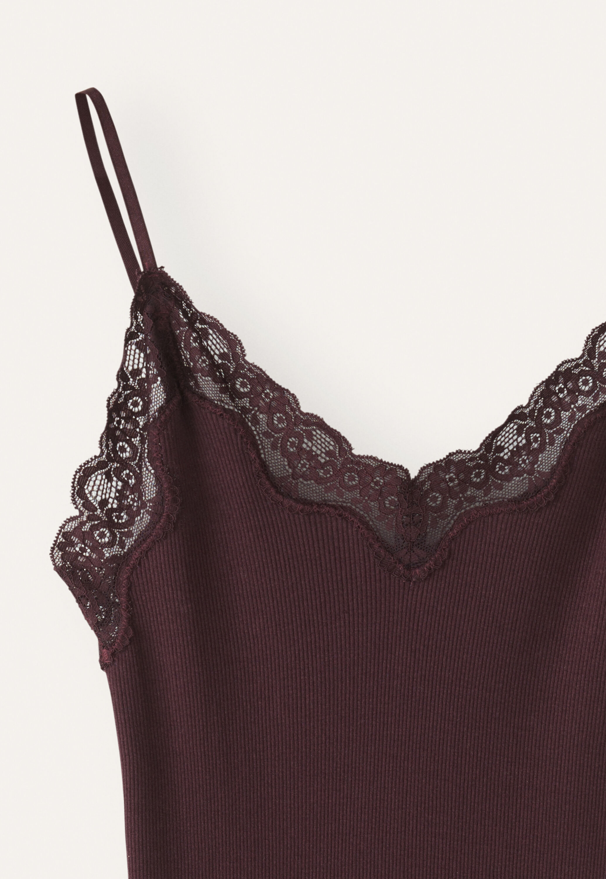 Lace-trim vest, Prune, large