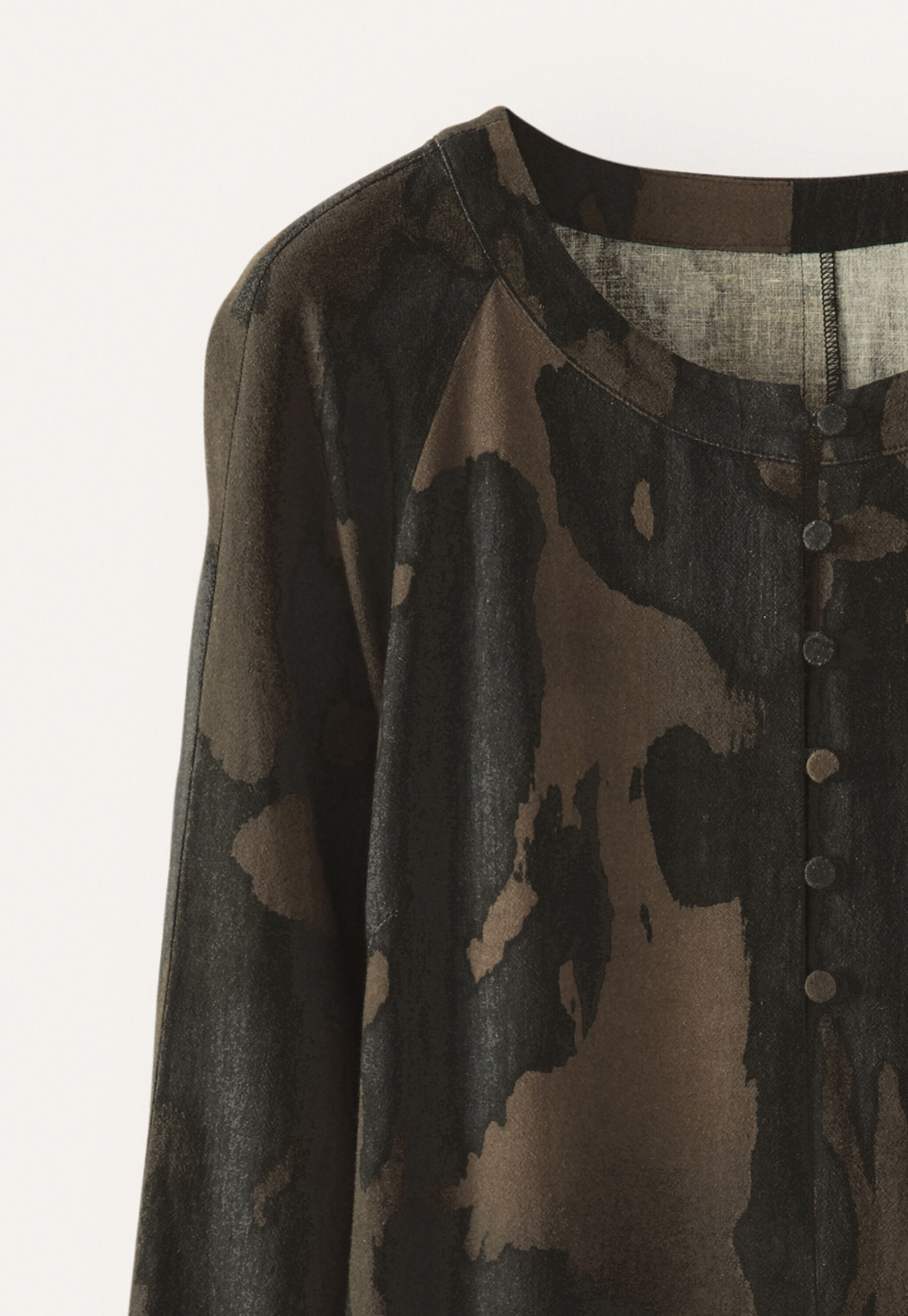 Printed round-neck dress, Ink brown, large