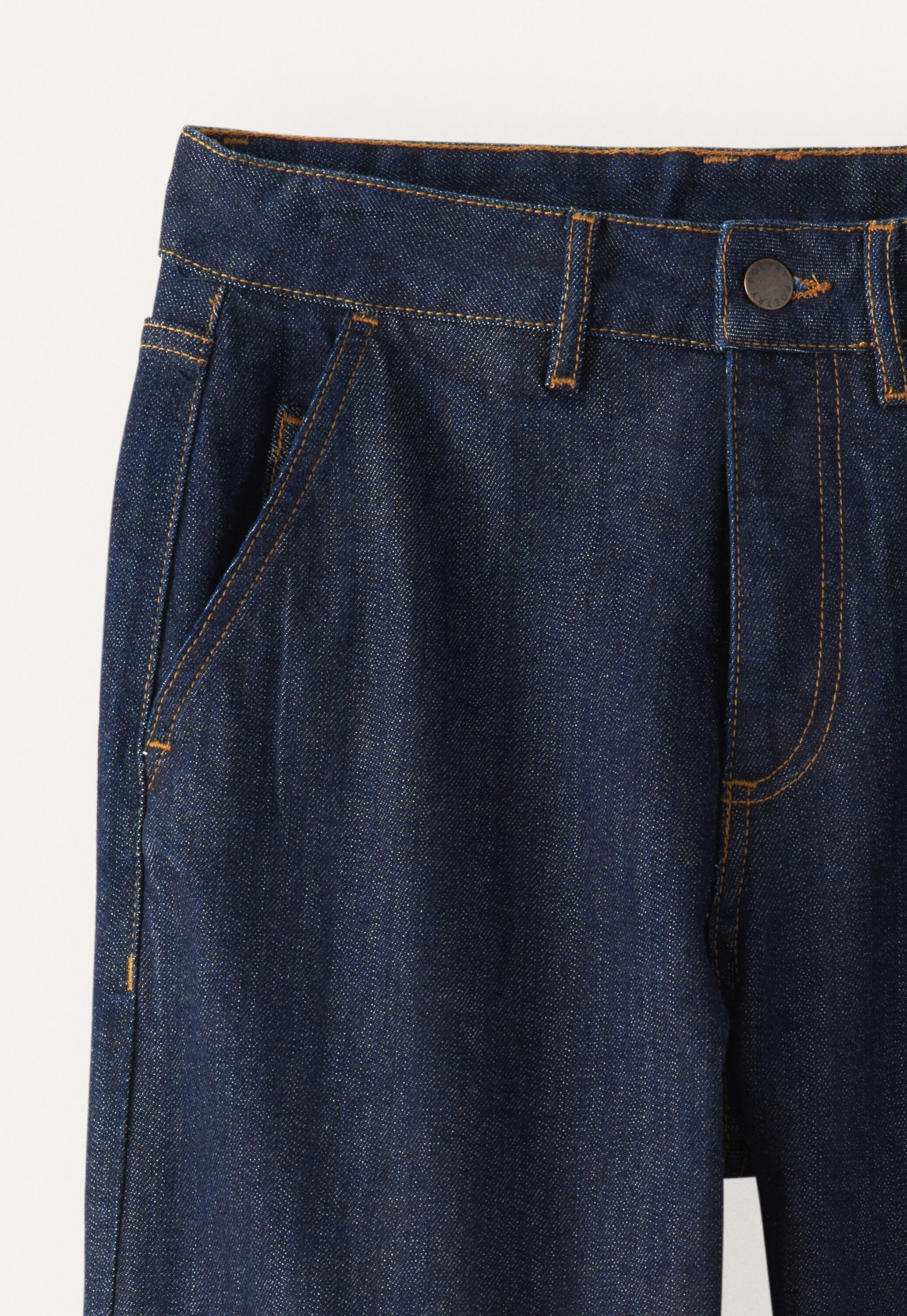 Denim cropped jeans, Indigo rinse wash, large