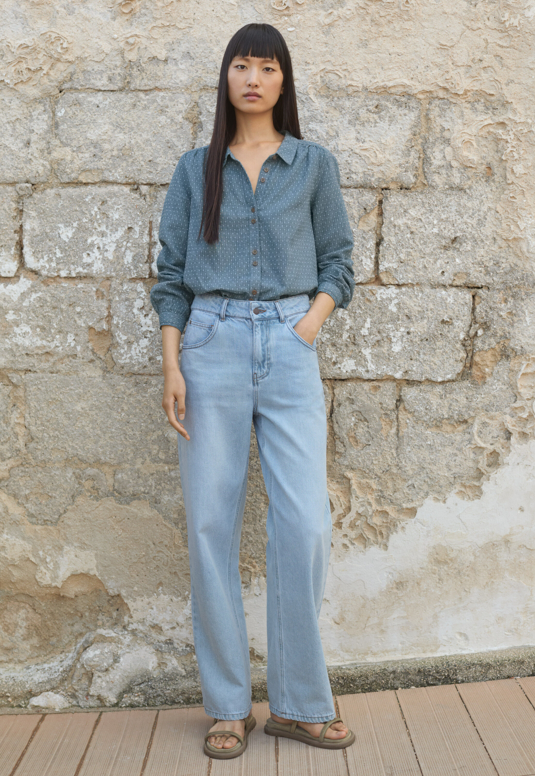 Indigo straight-leg jeans, Pale wash, large