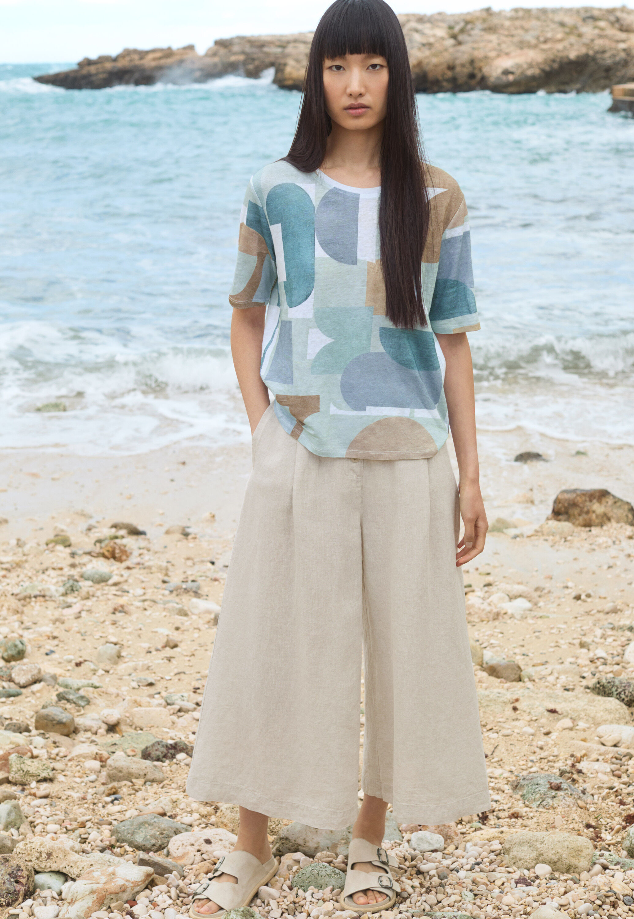 Pleat-front culottes