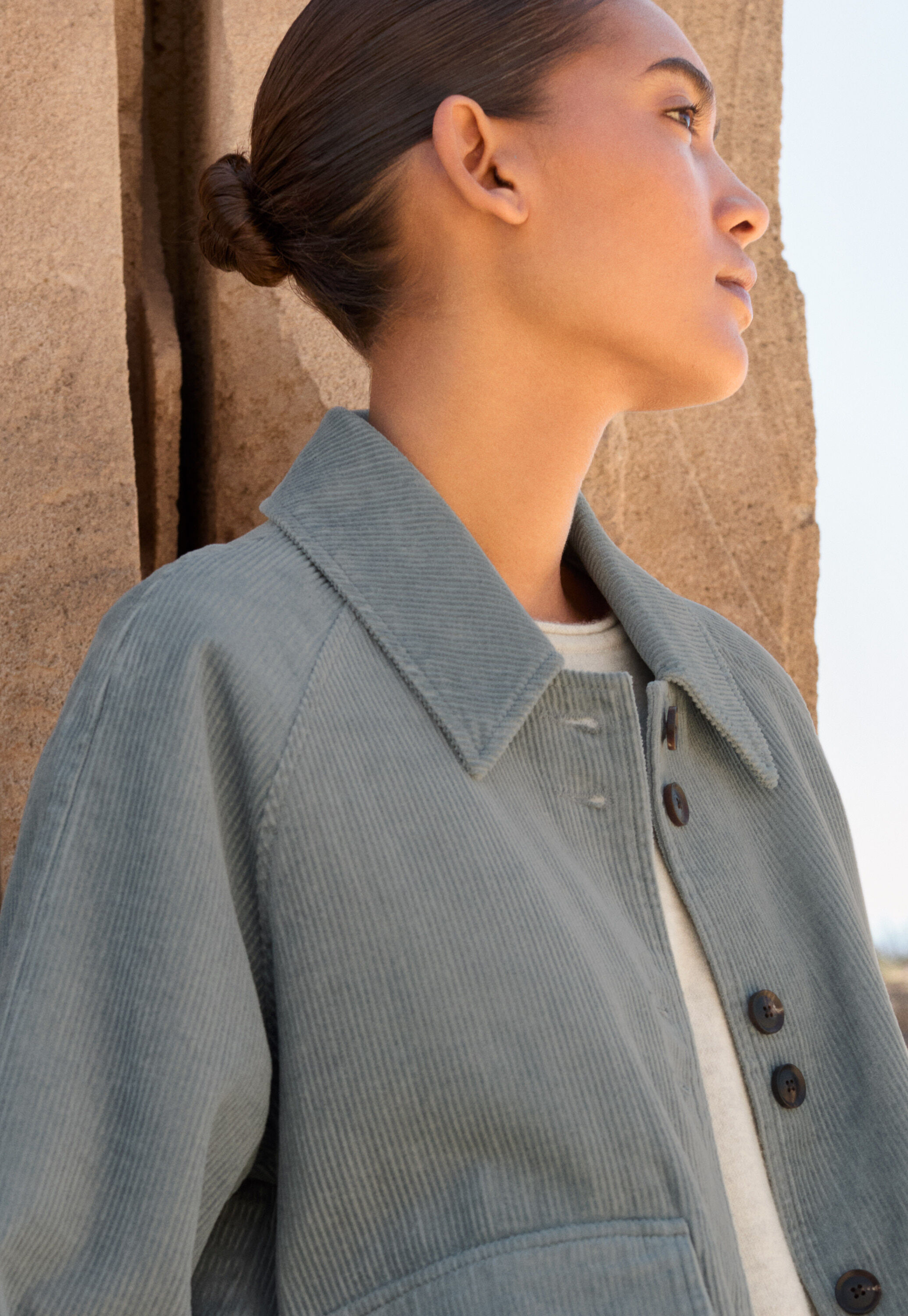 Cropped cord jacket