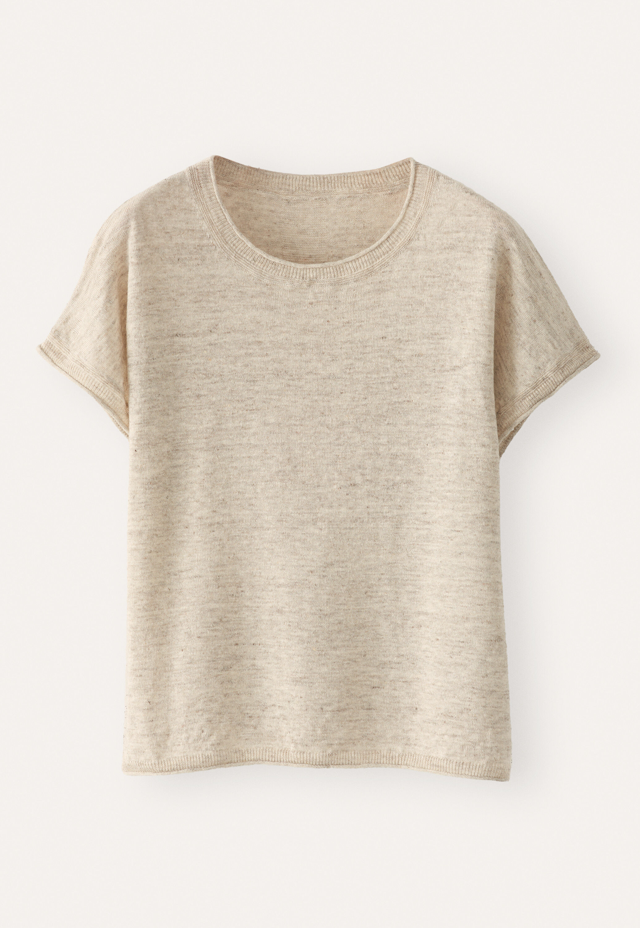 Short-sleeve sweater, M&eacute;lange natural, large