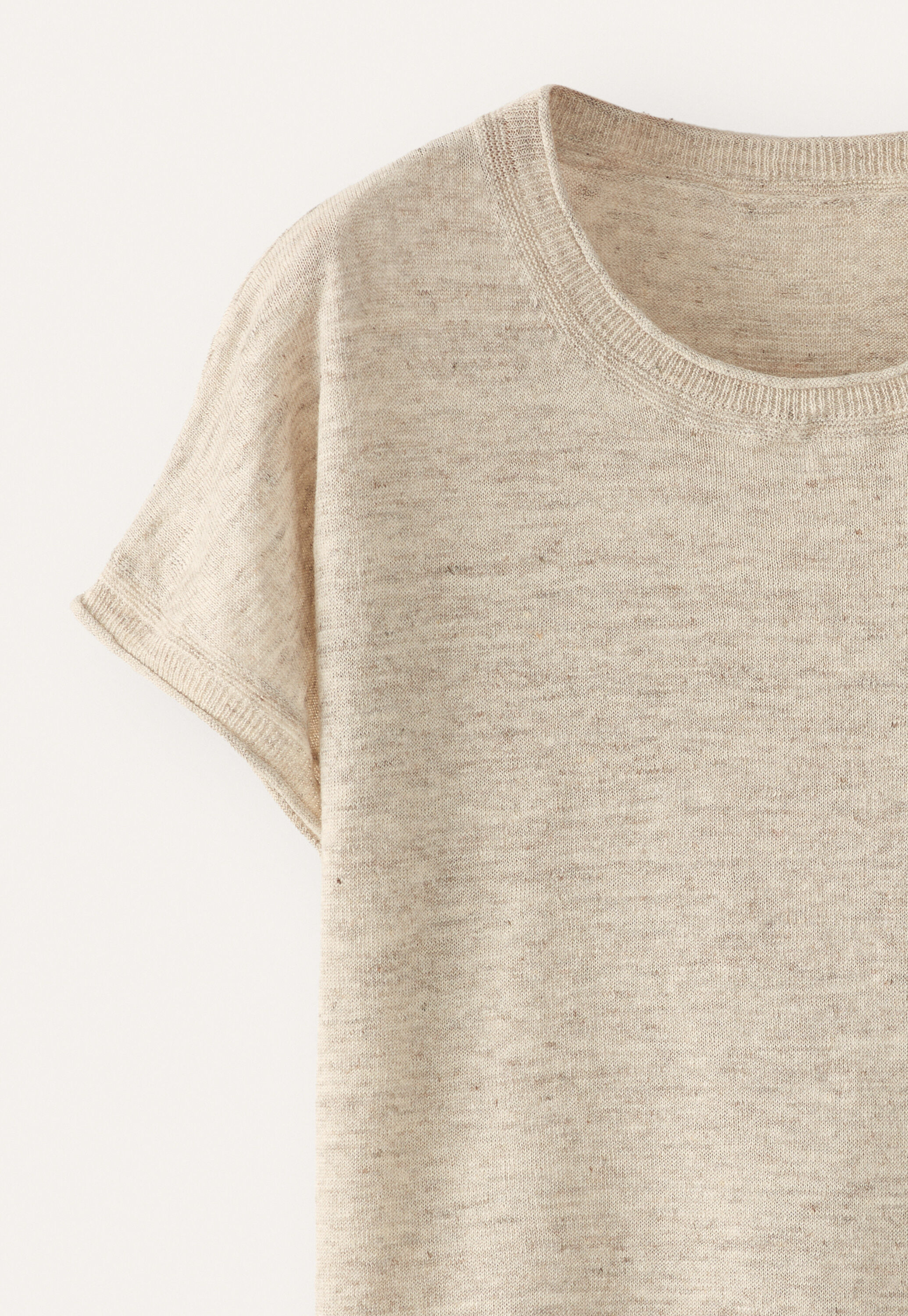 Short-sleeve sweater, M&eacute;lange natural, large