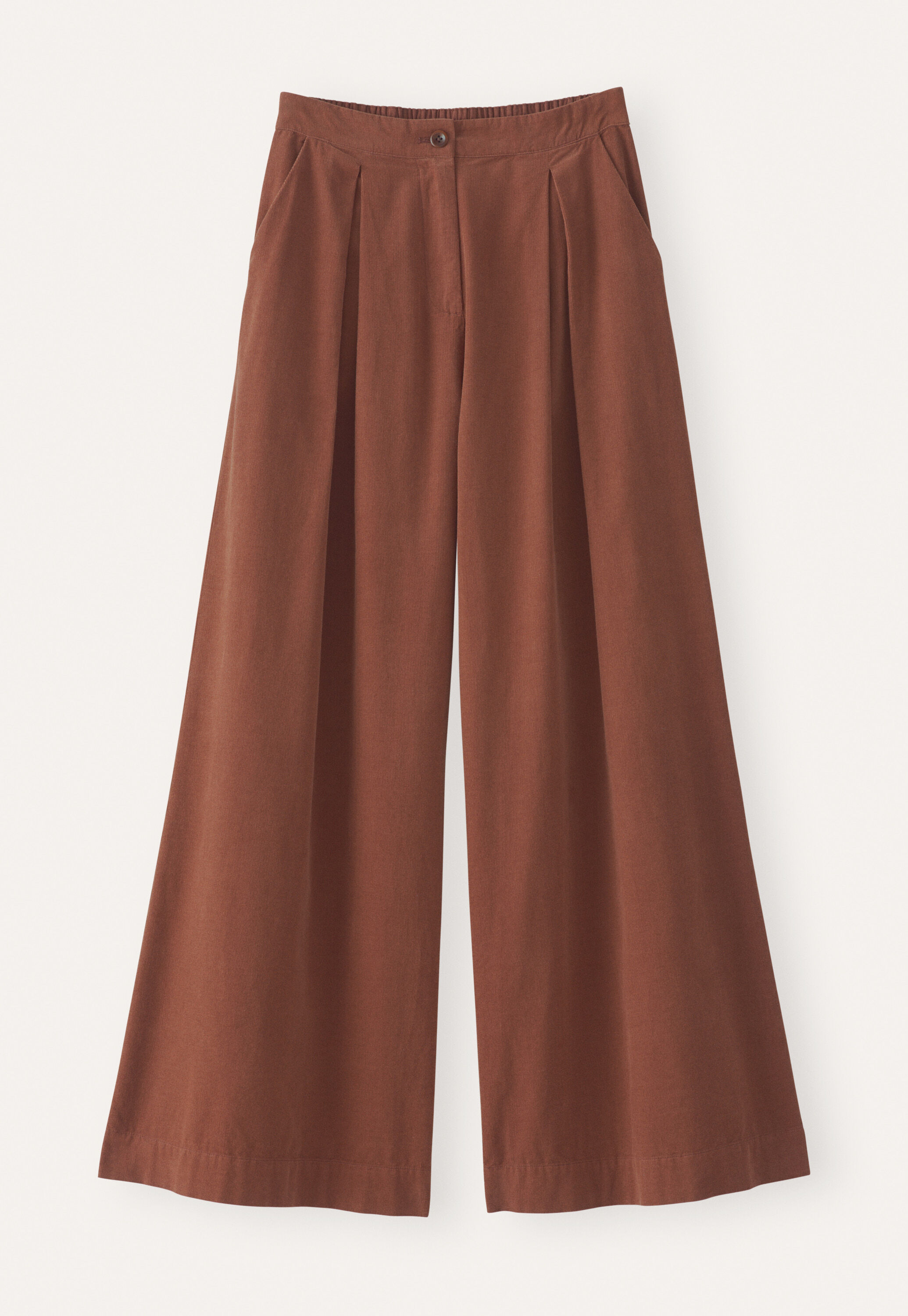 Fine cord wide-leg trousers