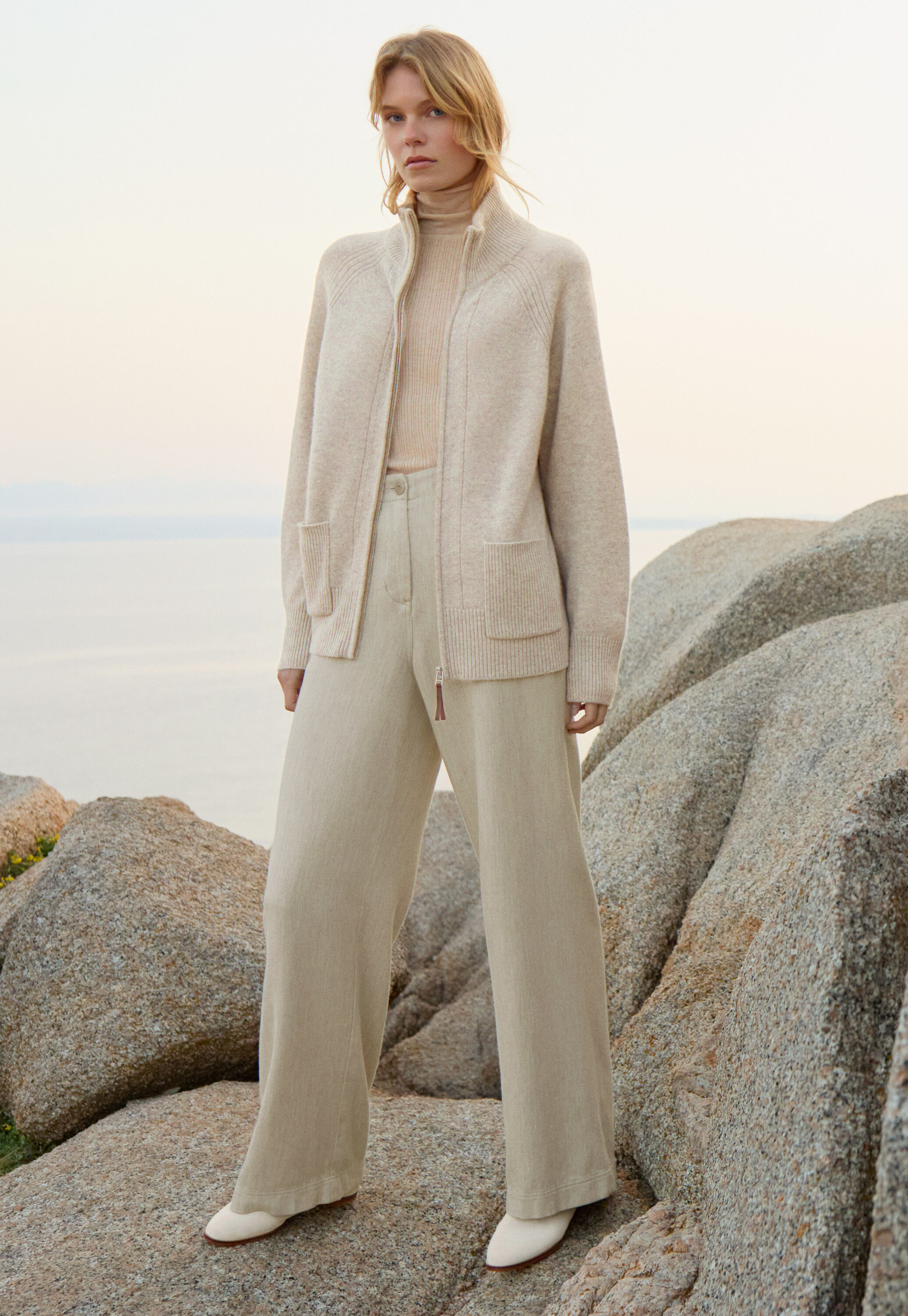 Zip-front cardigan