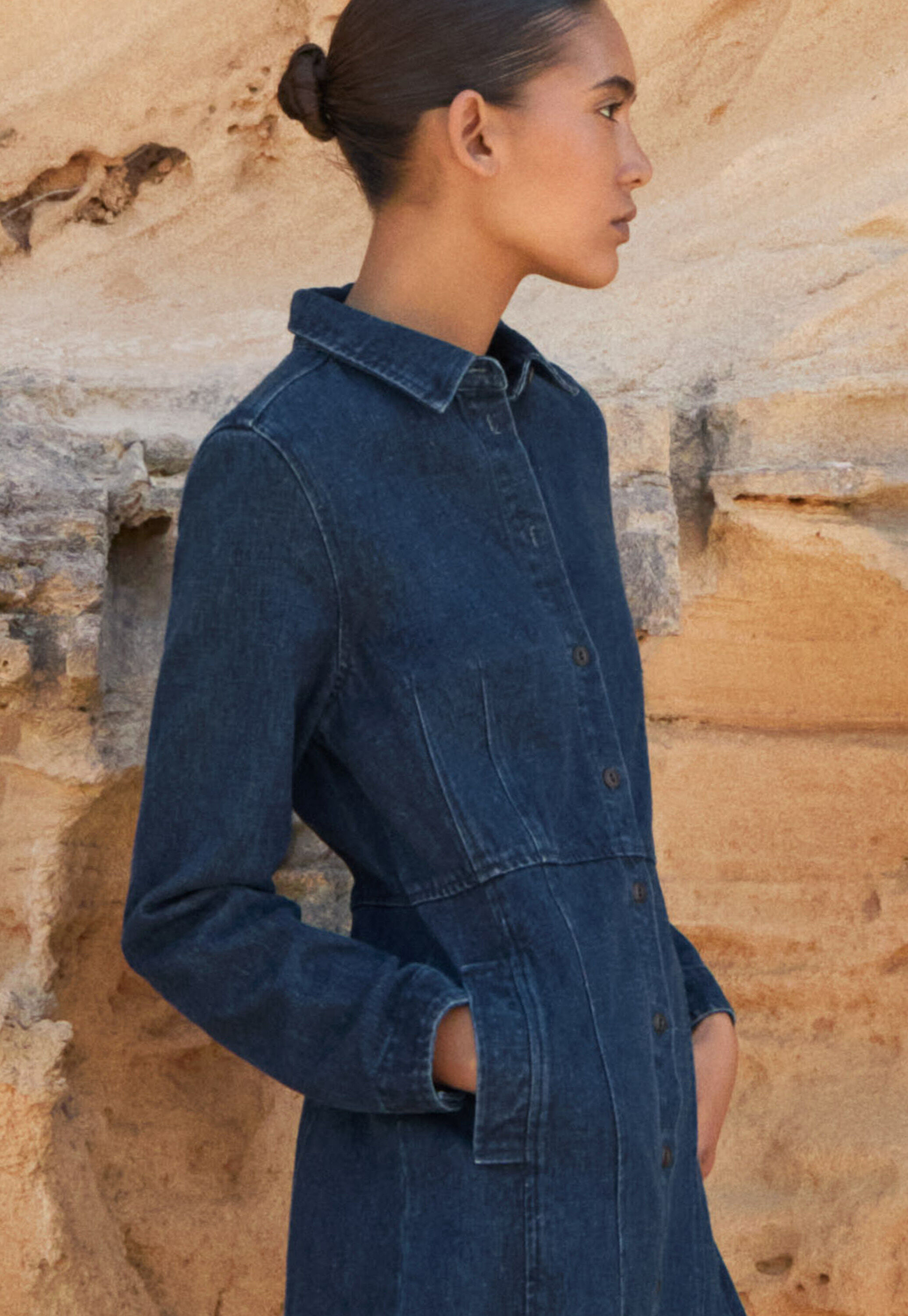 Indigo-dyed panelled dress