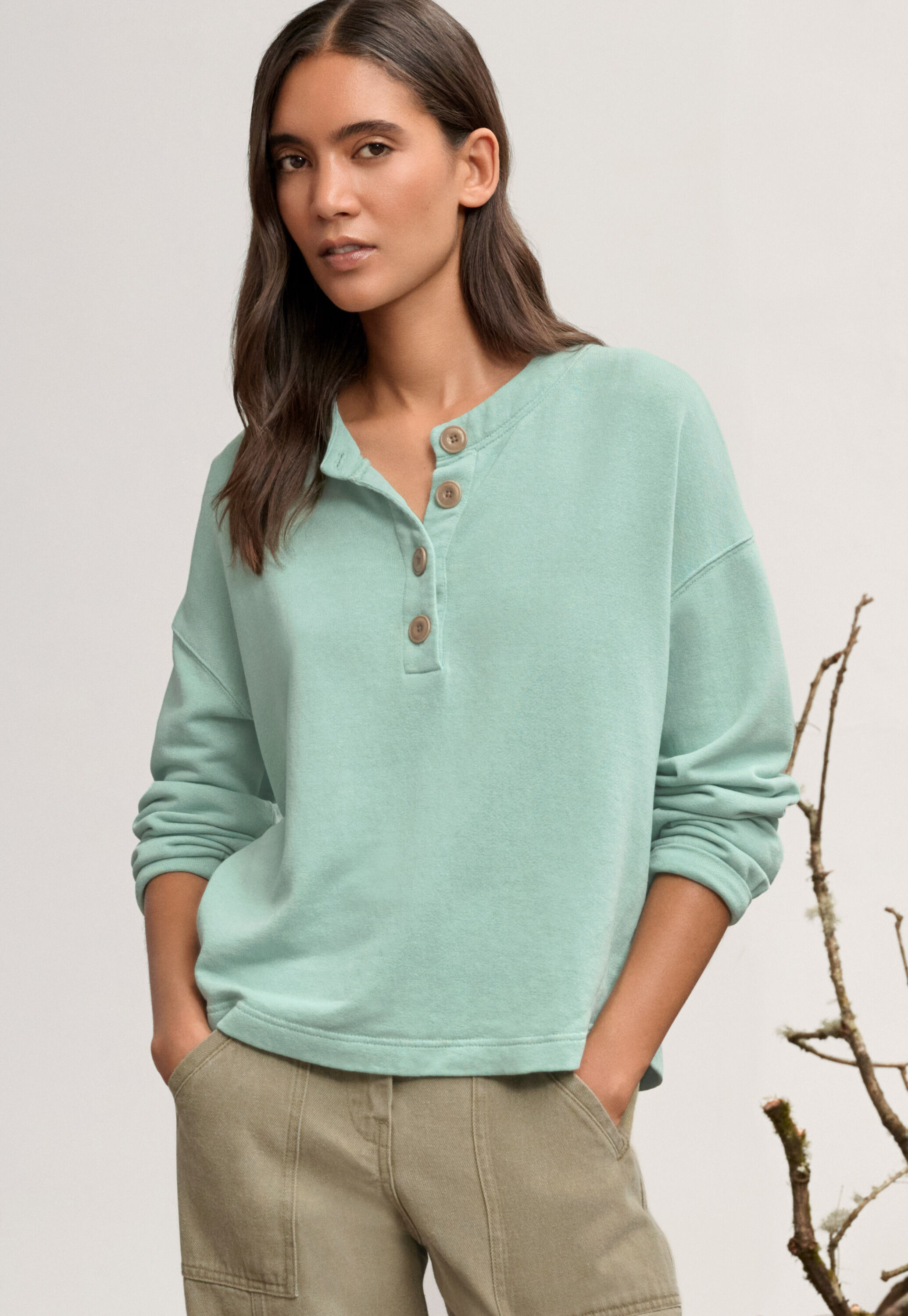 Button placket jersey top