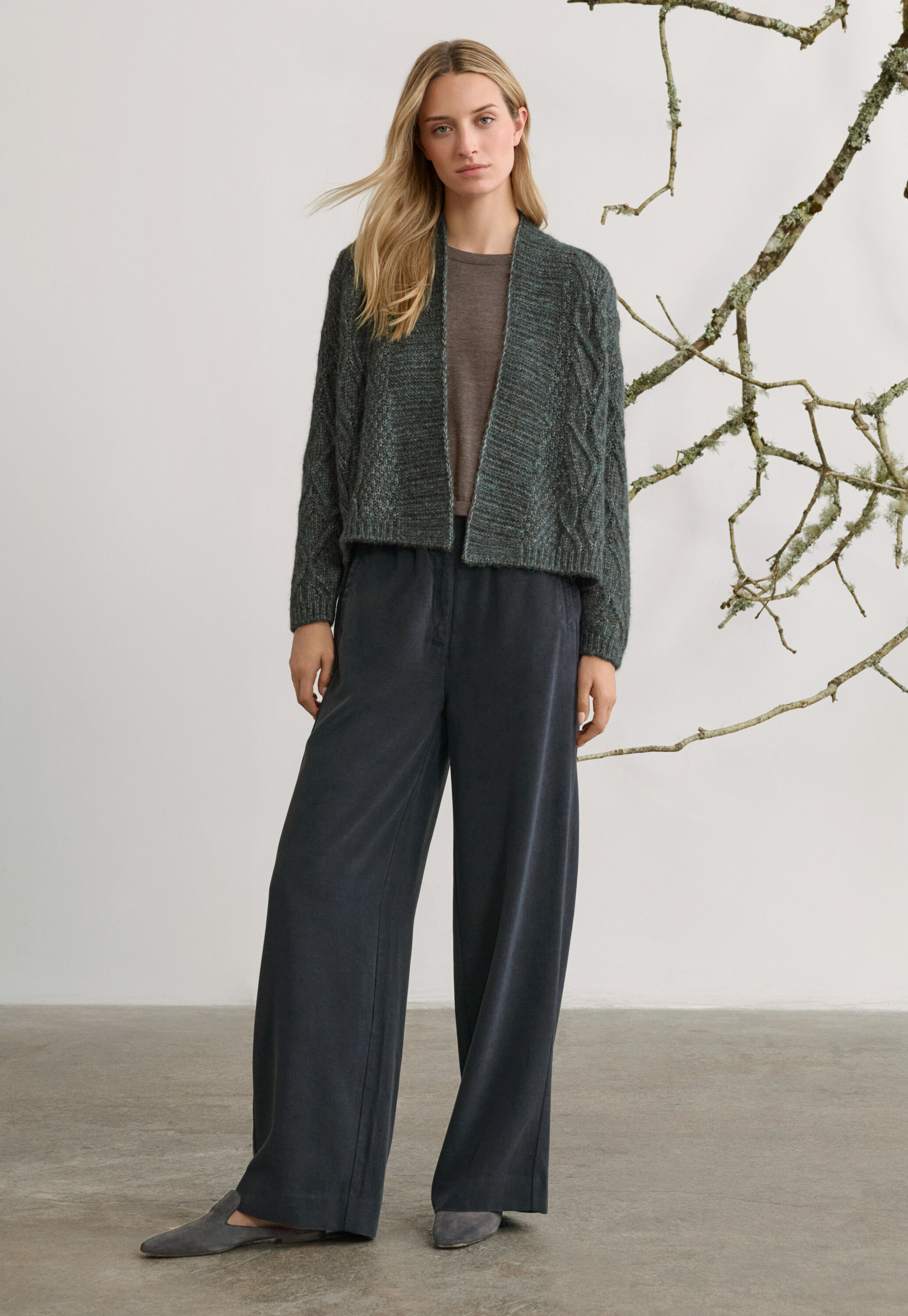 Wide-leg trousers, Dark petrol, large