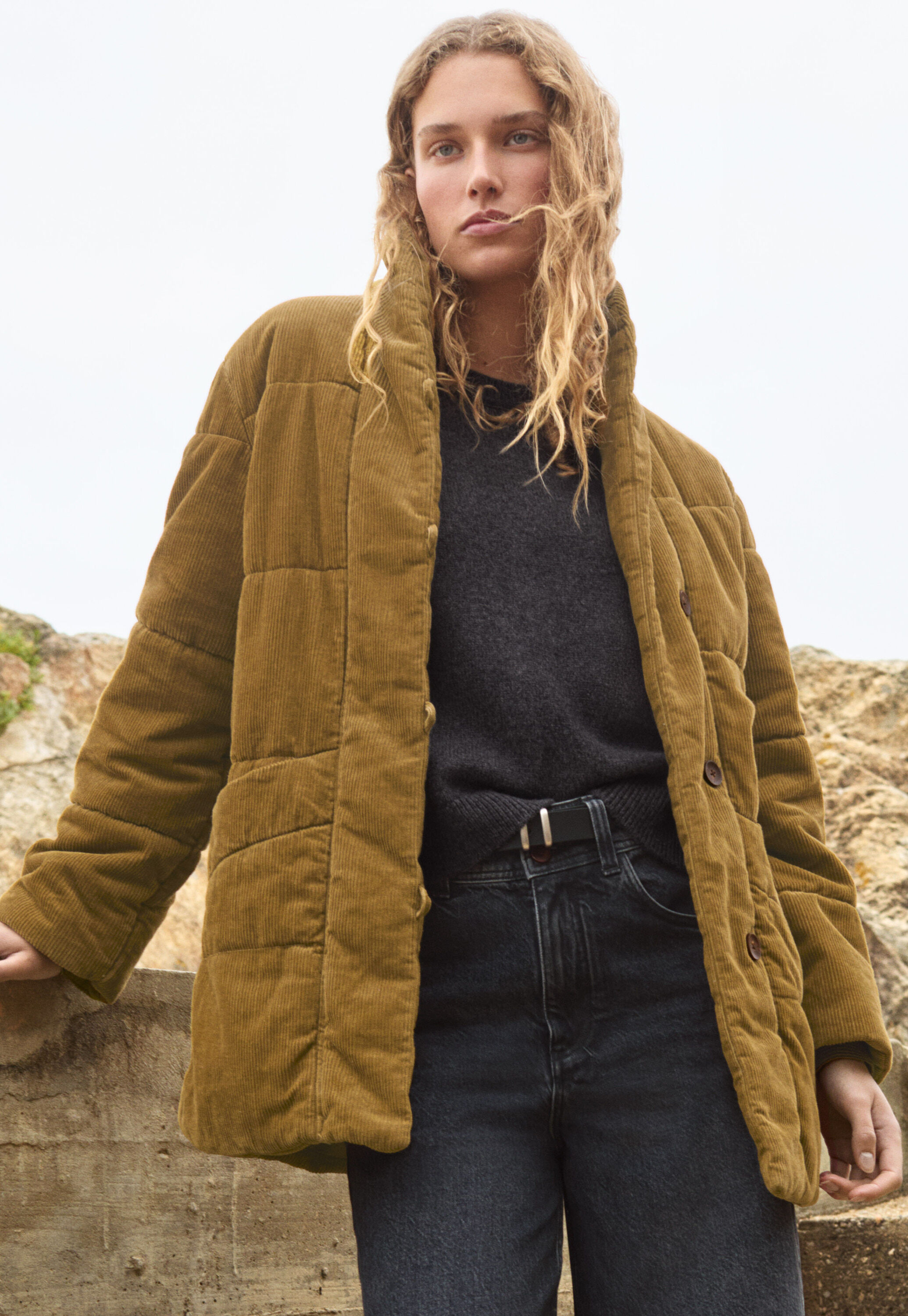 Padded shawl-collar coat