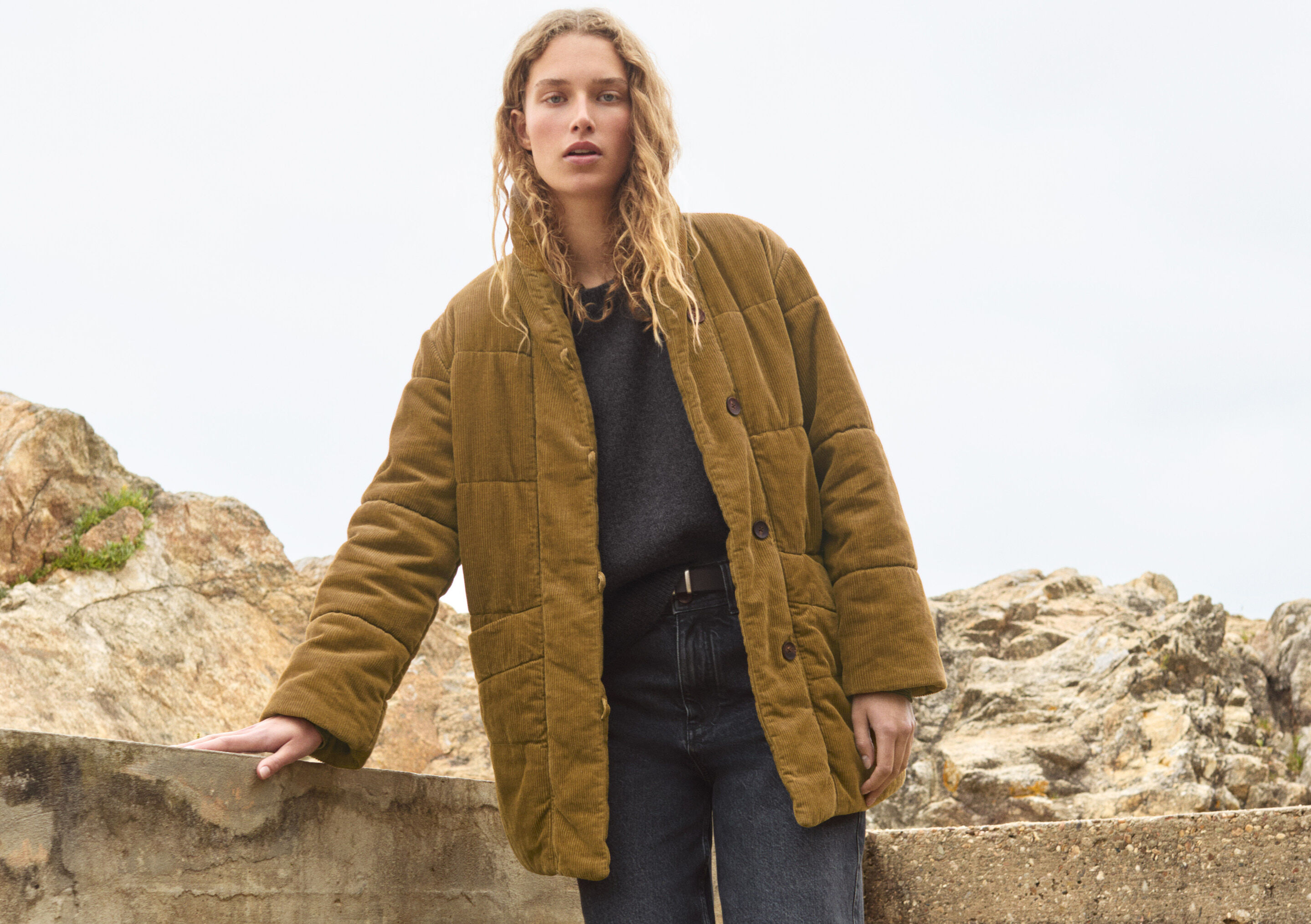 Padded shawl-collar coat