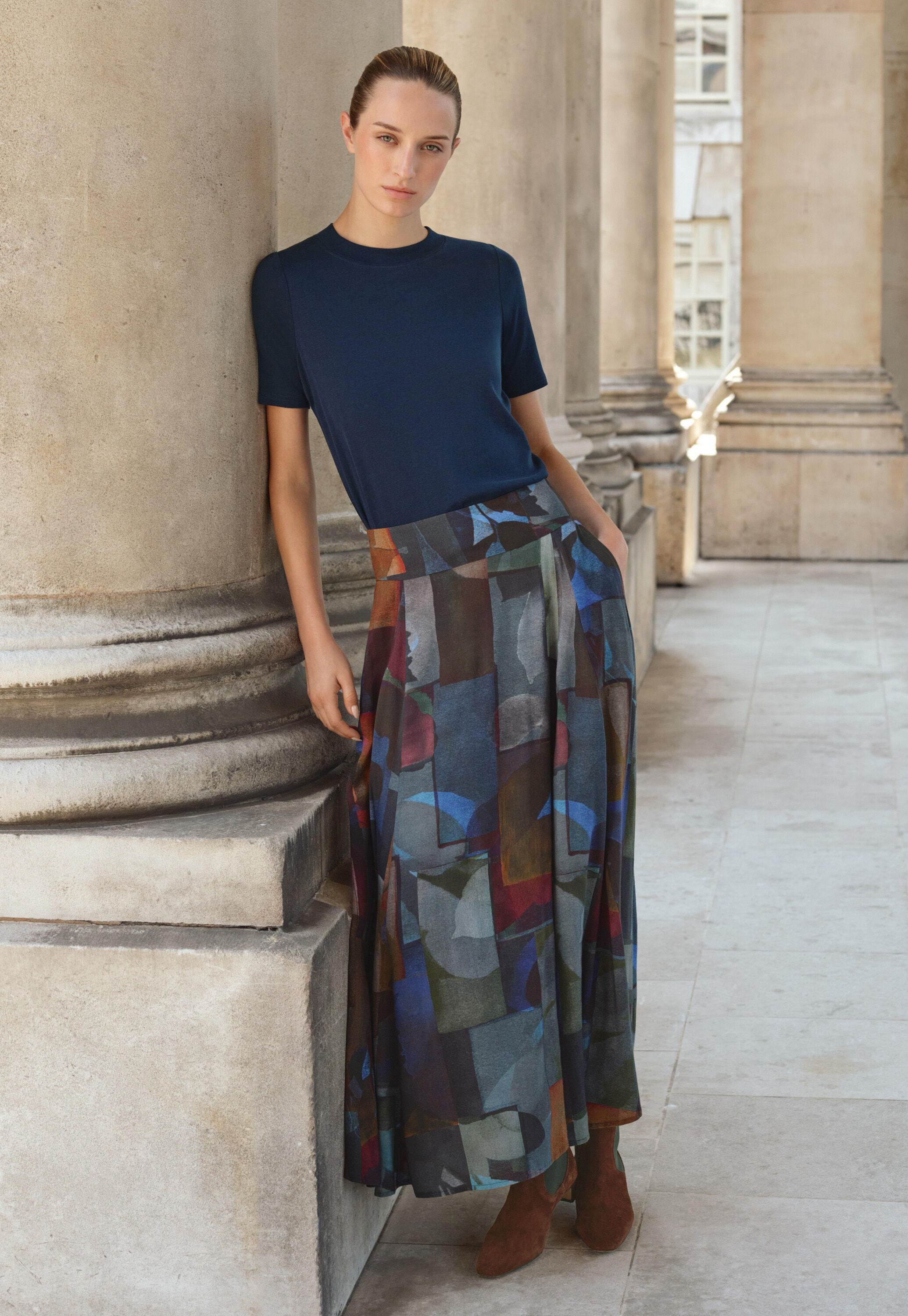 Long godet skirt, Stained glass, large