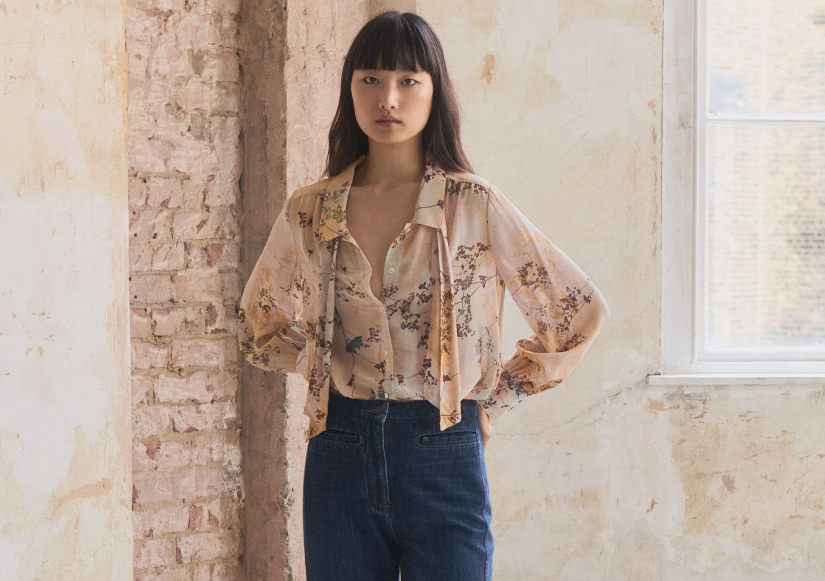 Printed tie-blouse