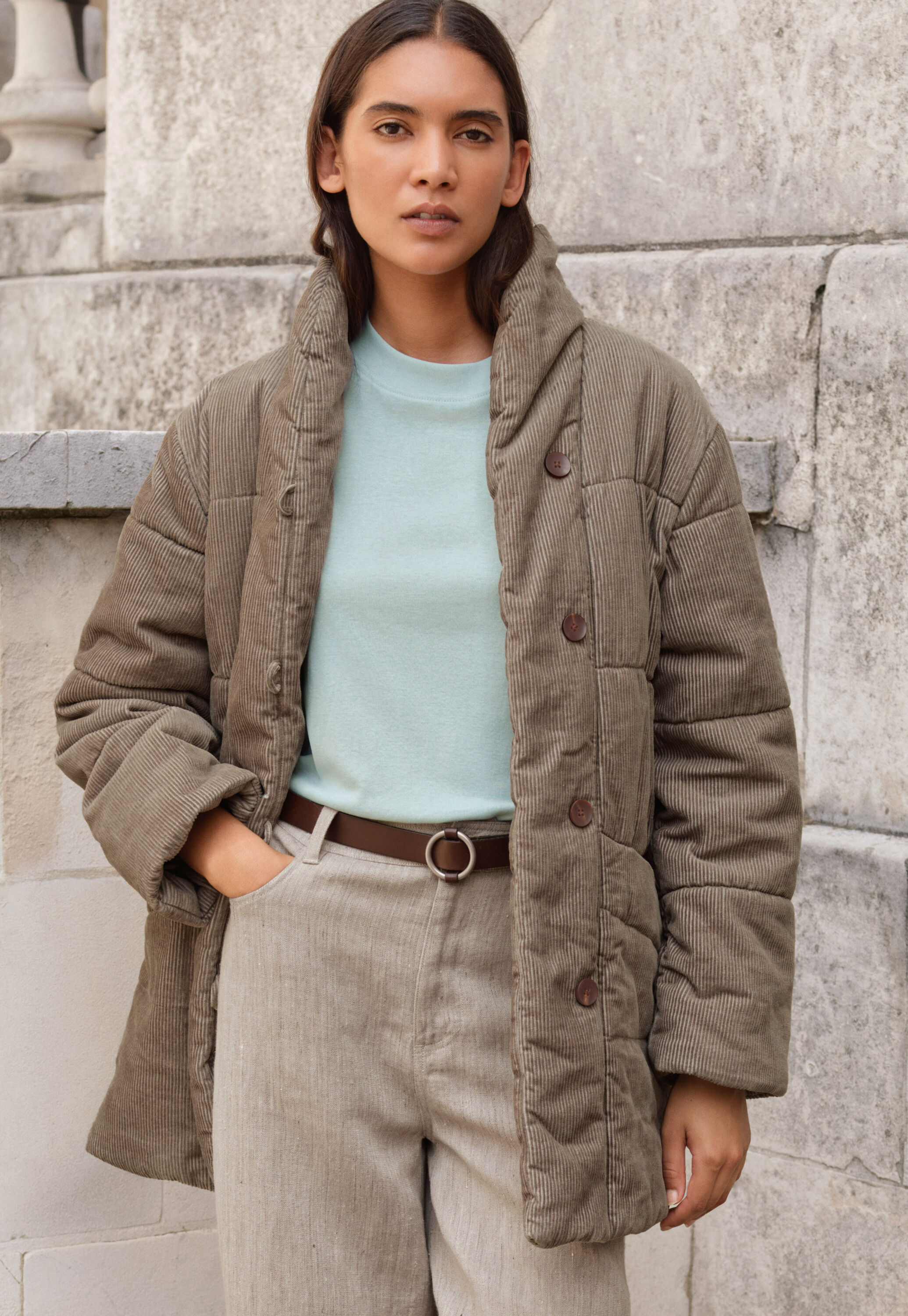 Padded shawl-collar coat, Soft mink, large