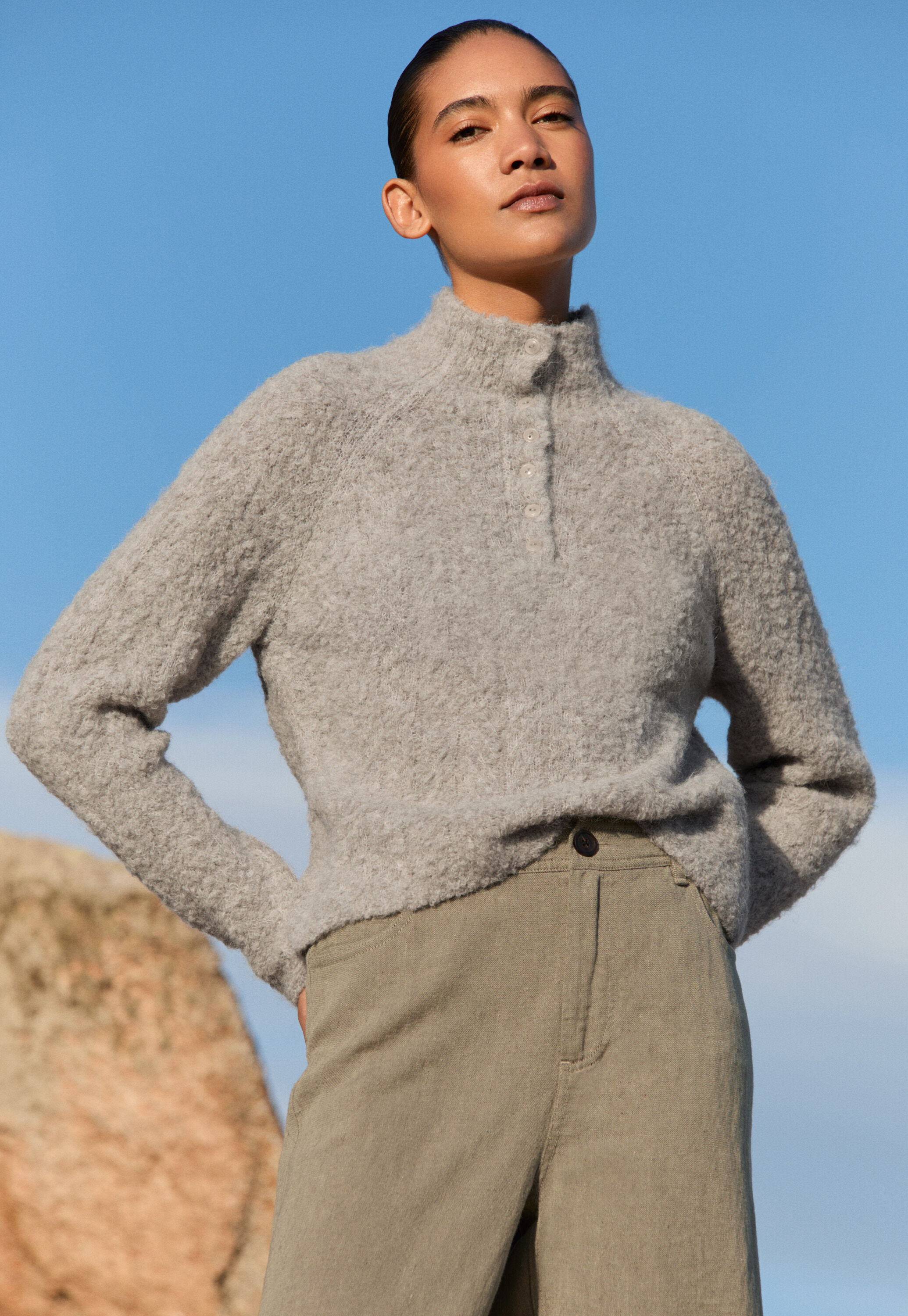 Button-neck sweater
