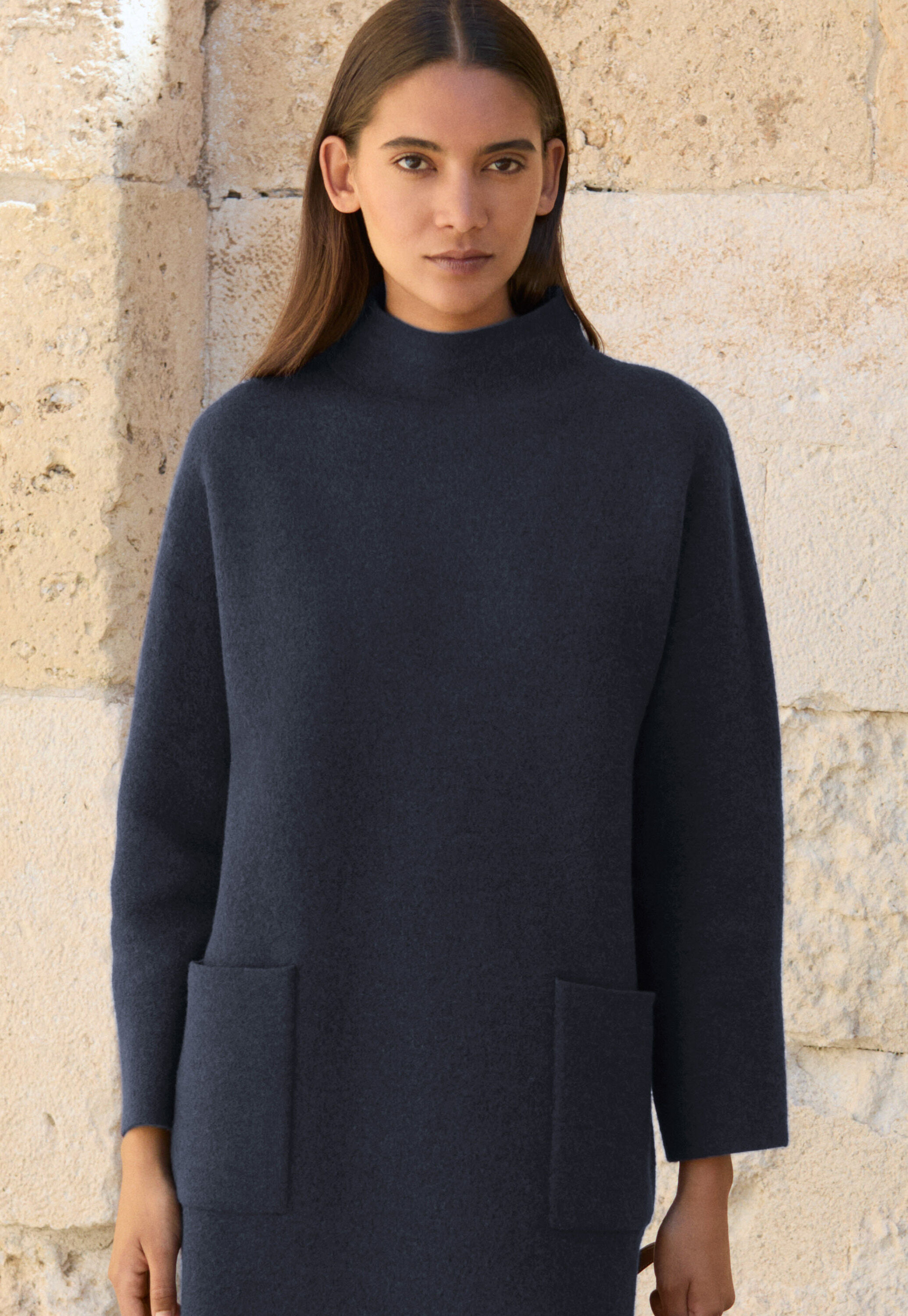 Patch-pocket dress, Blue black, large