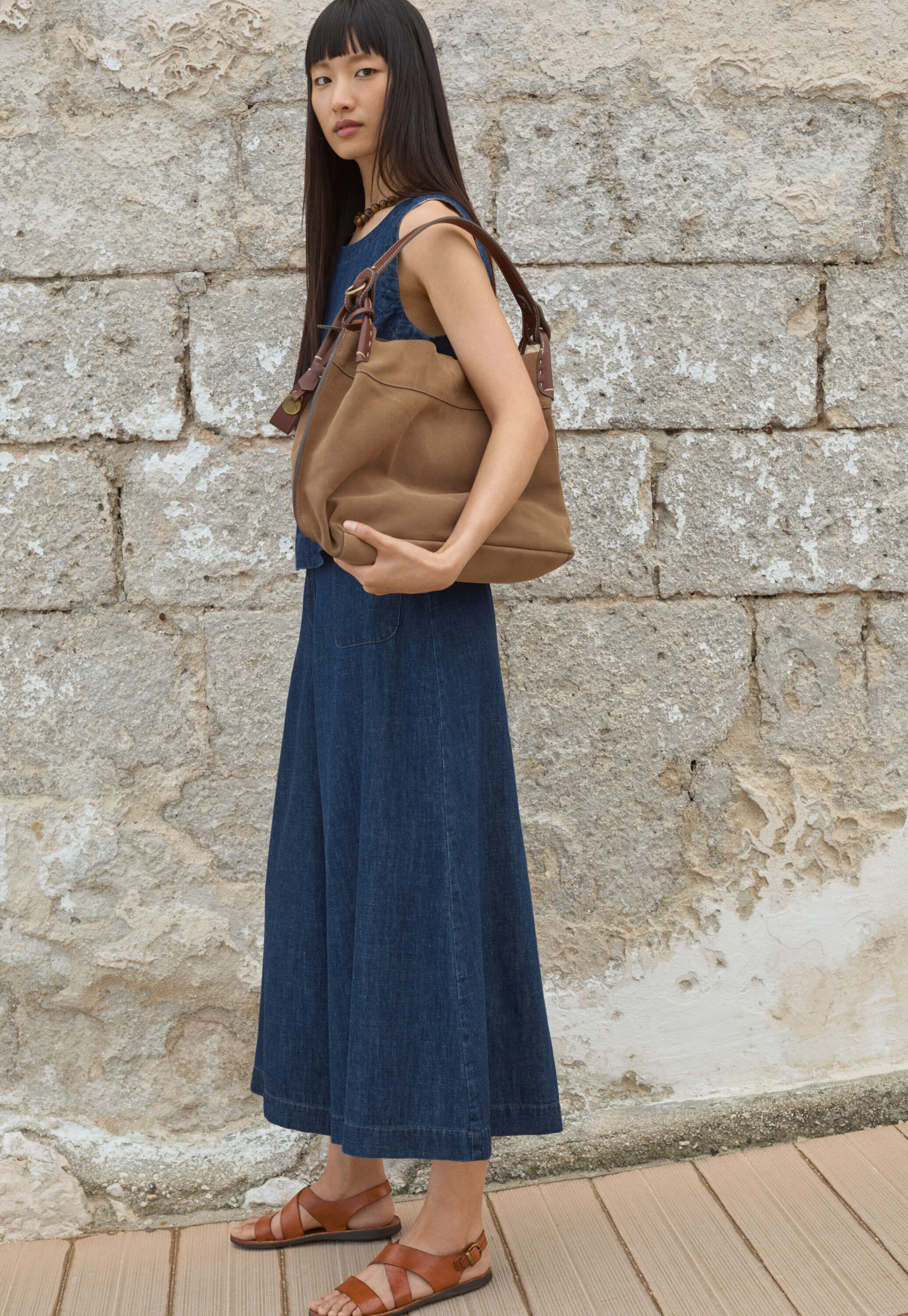 Indigo-dyed culottes