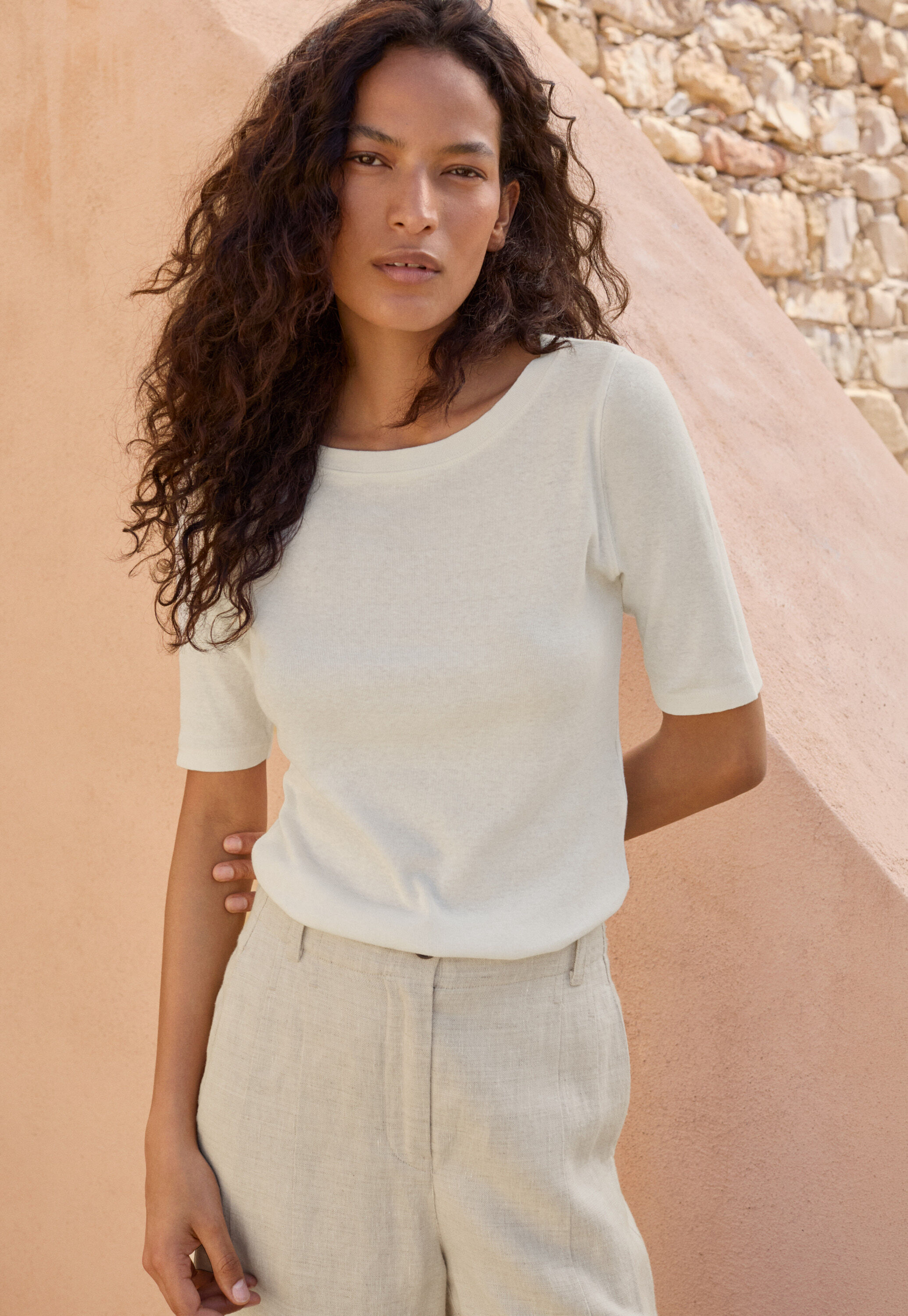 Ribbed jersey top