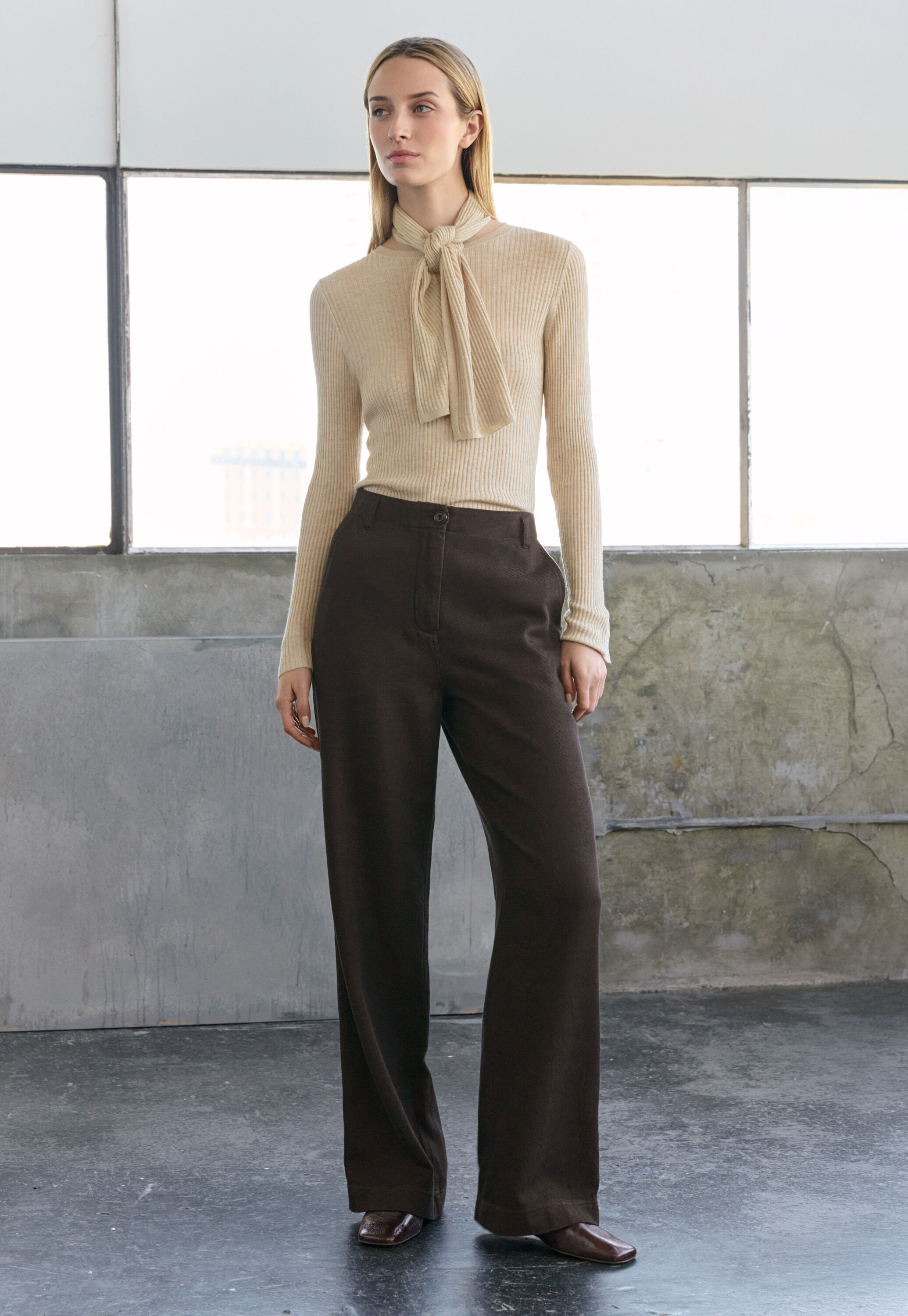 Ribbed sweater, Soft fawn, large