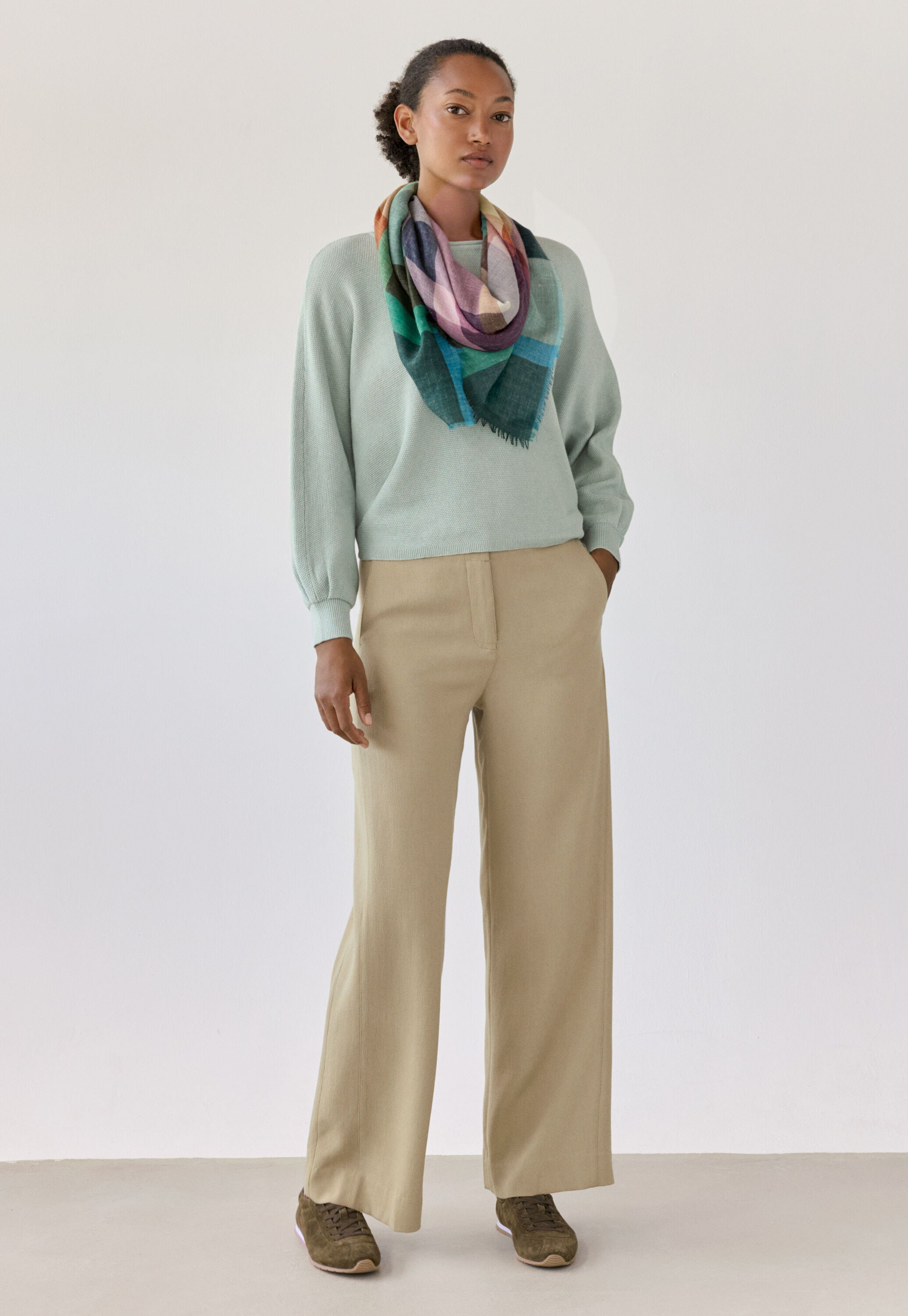 Soft tailored trousers, Pale taupe, large