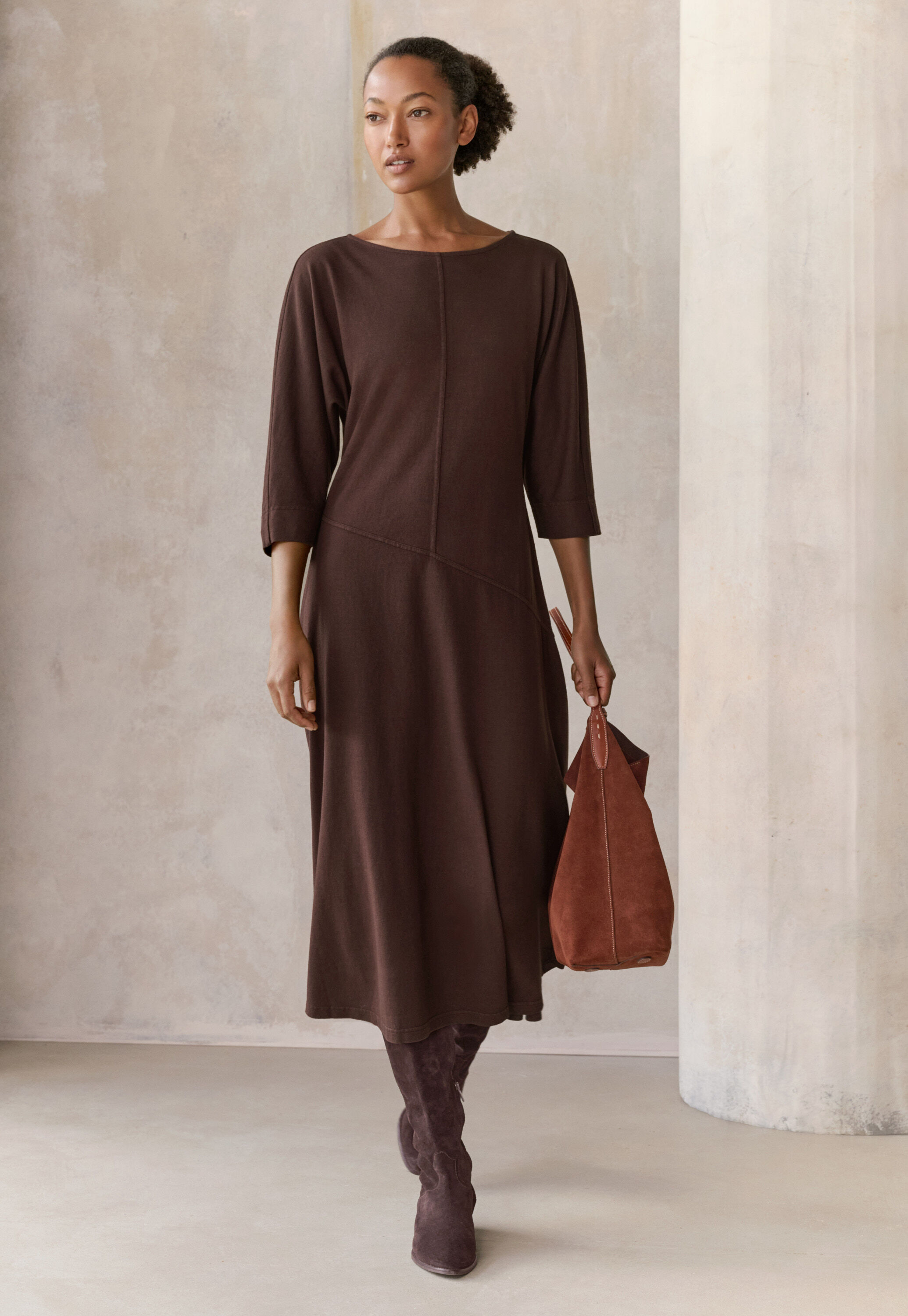 Jersey bias-cut dress, Port, large