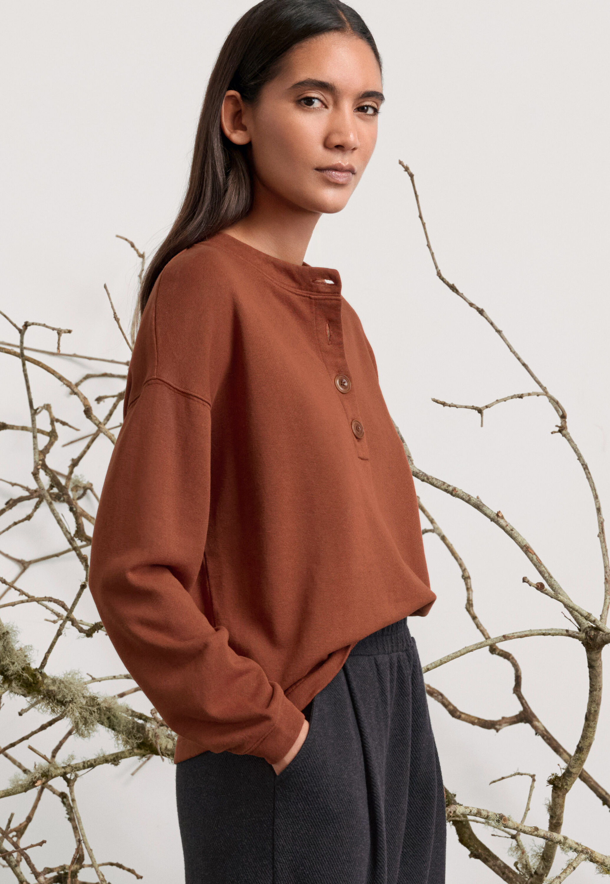 Button placket jersey top