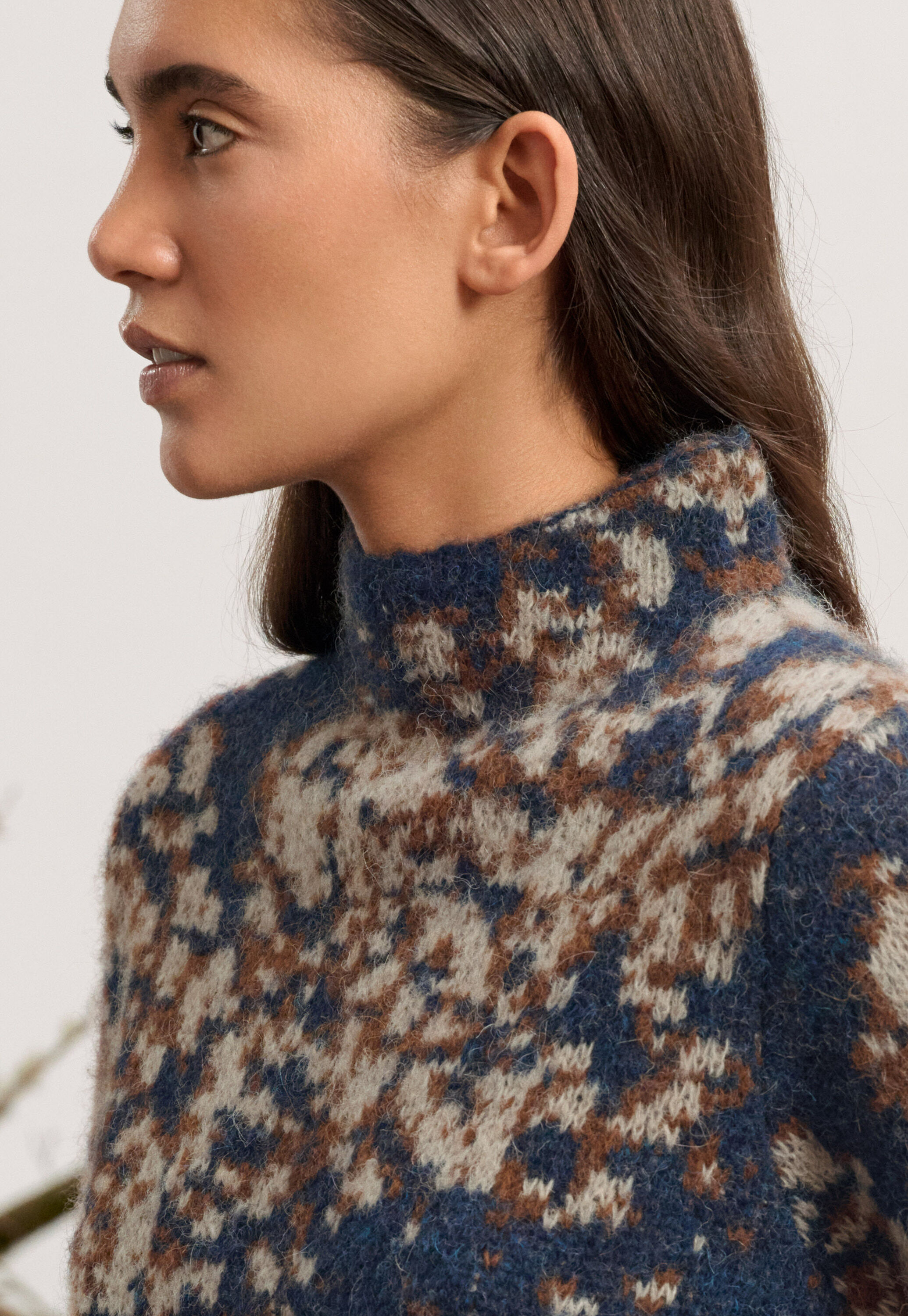 Jacquard sweater, Petrol rust, large