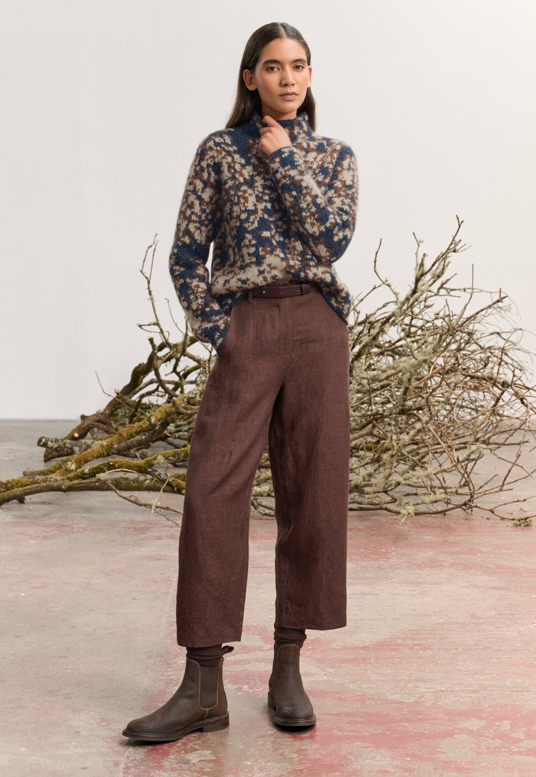 Jacquard sweater, Petrol rust, large