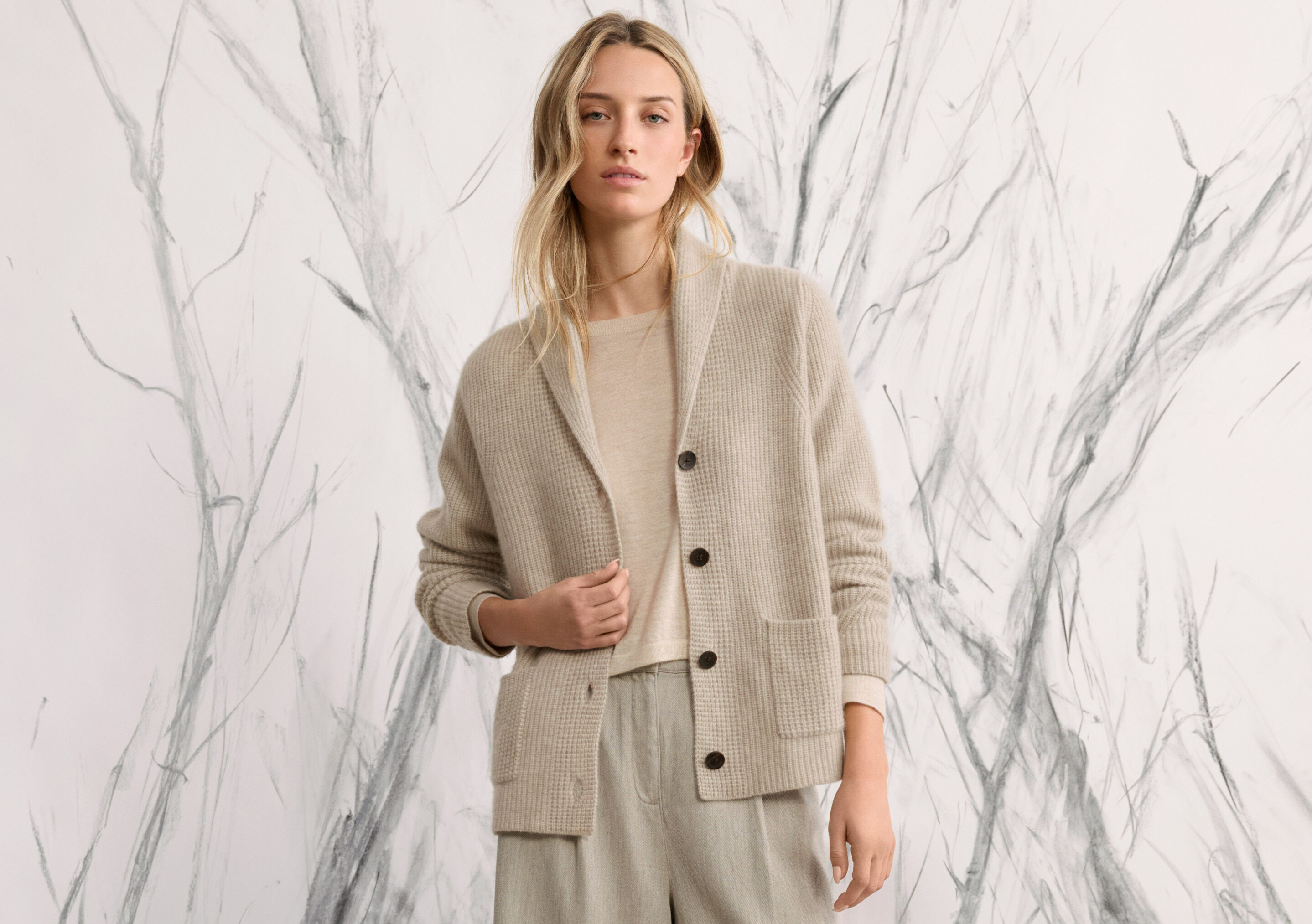 Shawl-collar cardigan