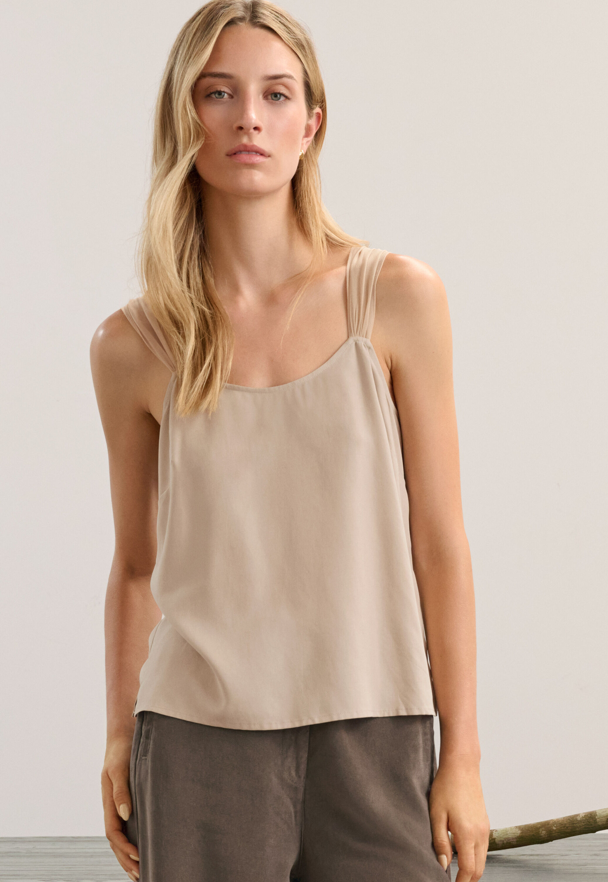 Chiffon strap camisole, Soft fawn, large