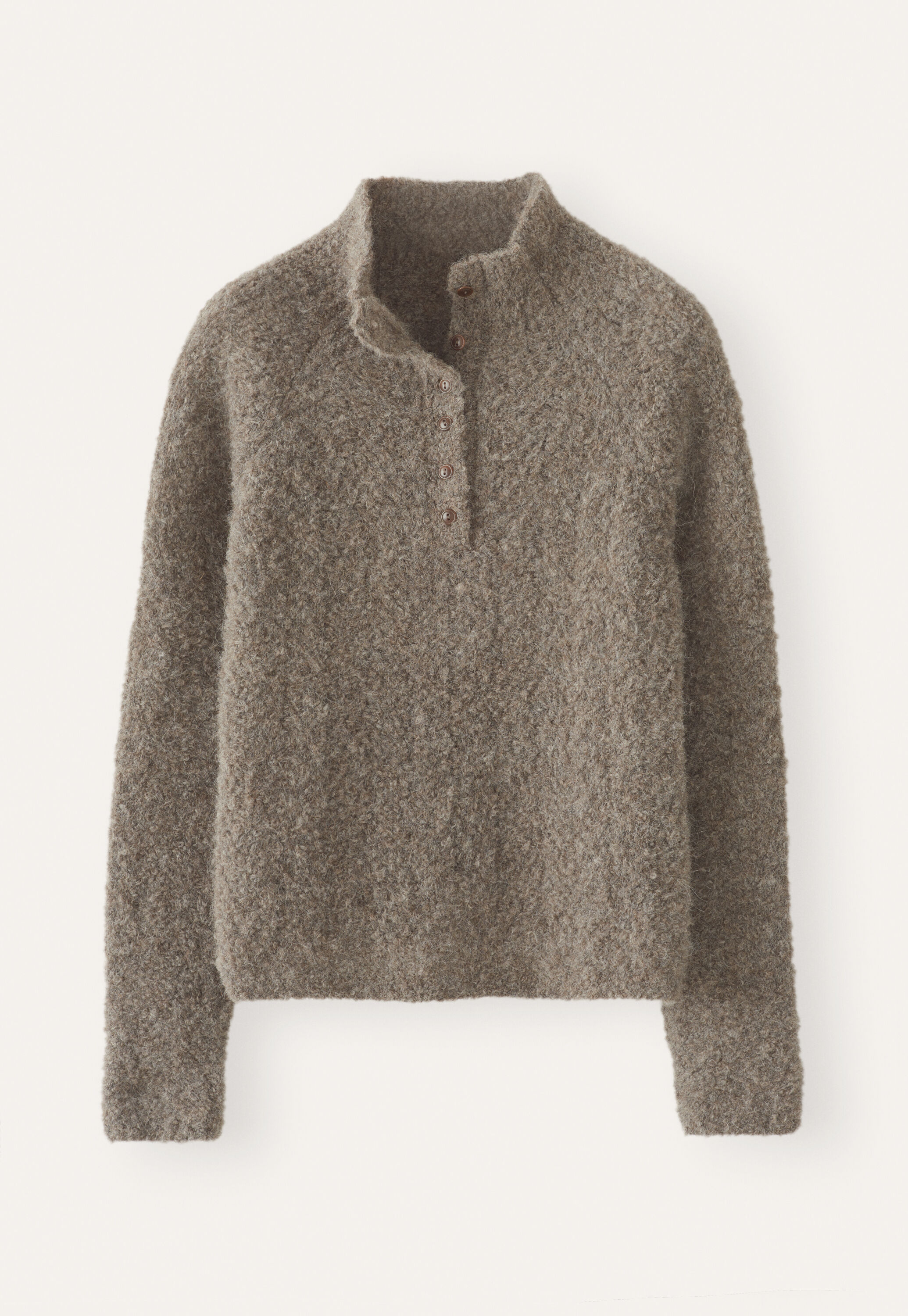 Button-neck sweater, Dark taupe, large