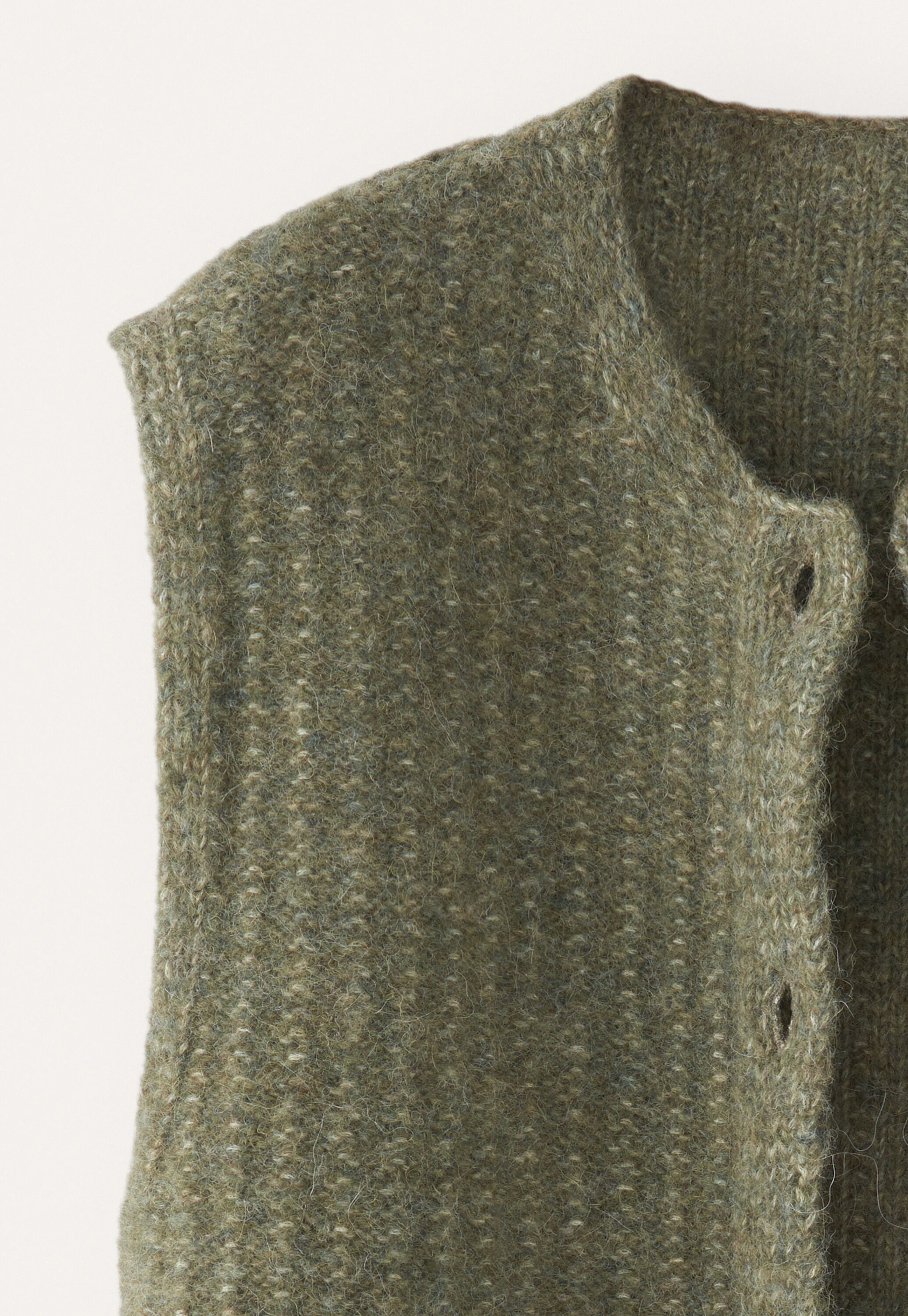Sleeveless cardigan, Khaki, large