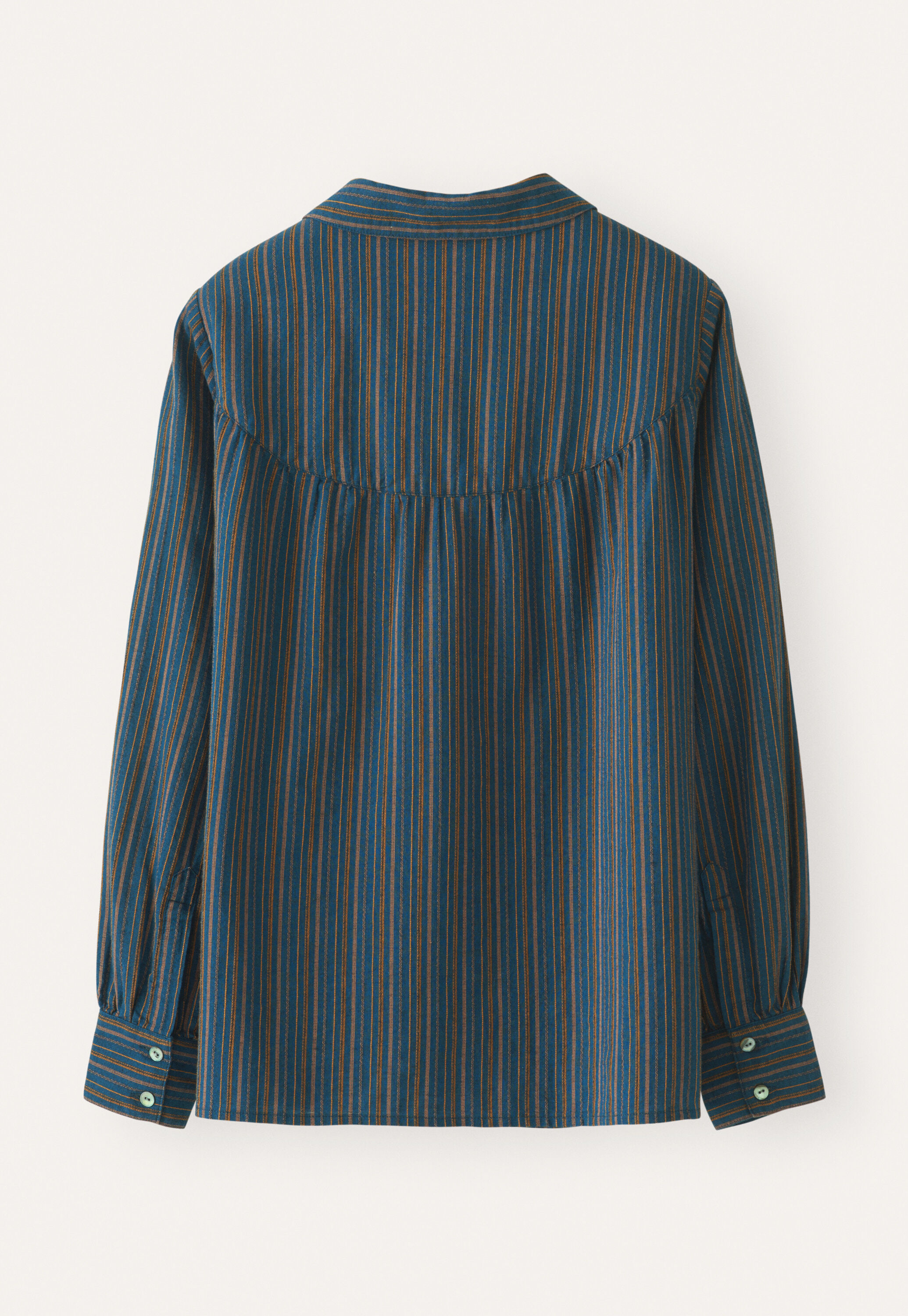 Striped blouse with gathers