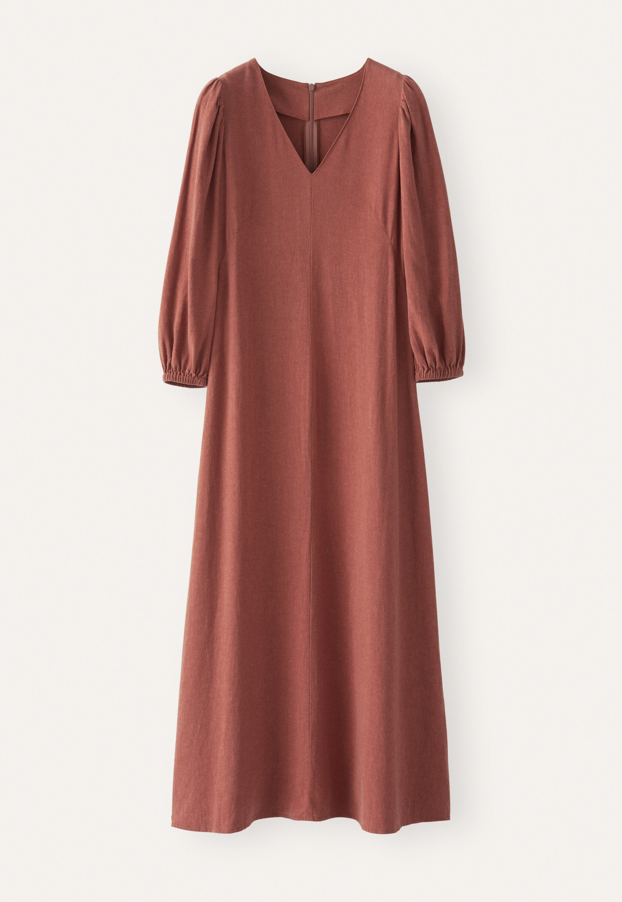 Long v-neck dress, Blush, large