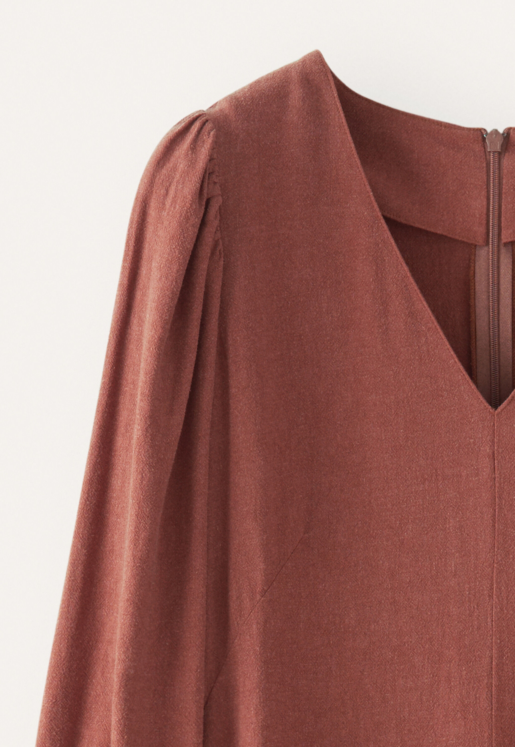 Long v-neck dress, Blush, large